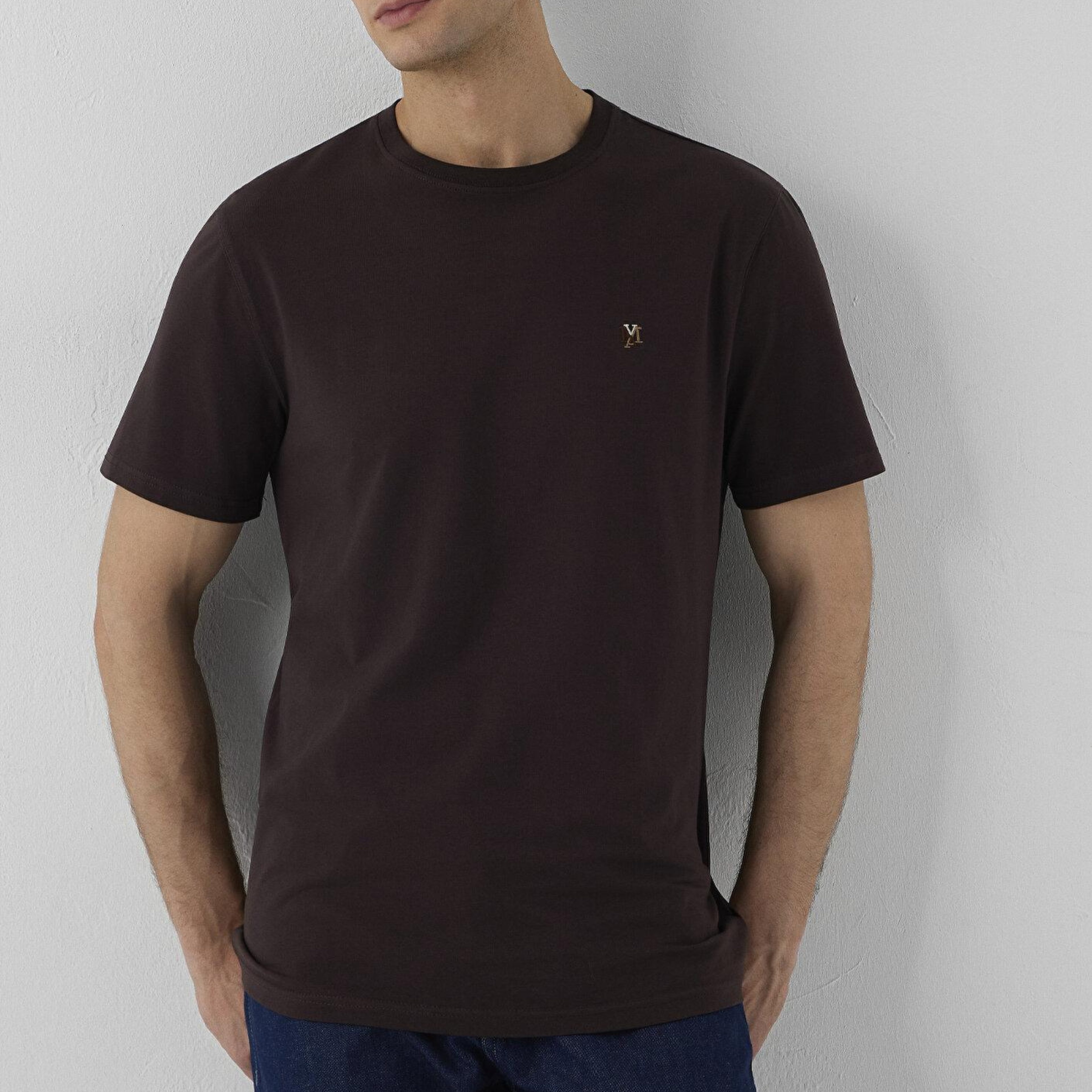 Mavi Kahverengi Basic Tişört Regular Fit / Normal Kesim 0612736-88083