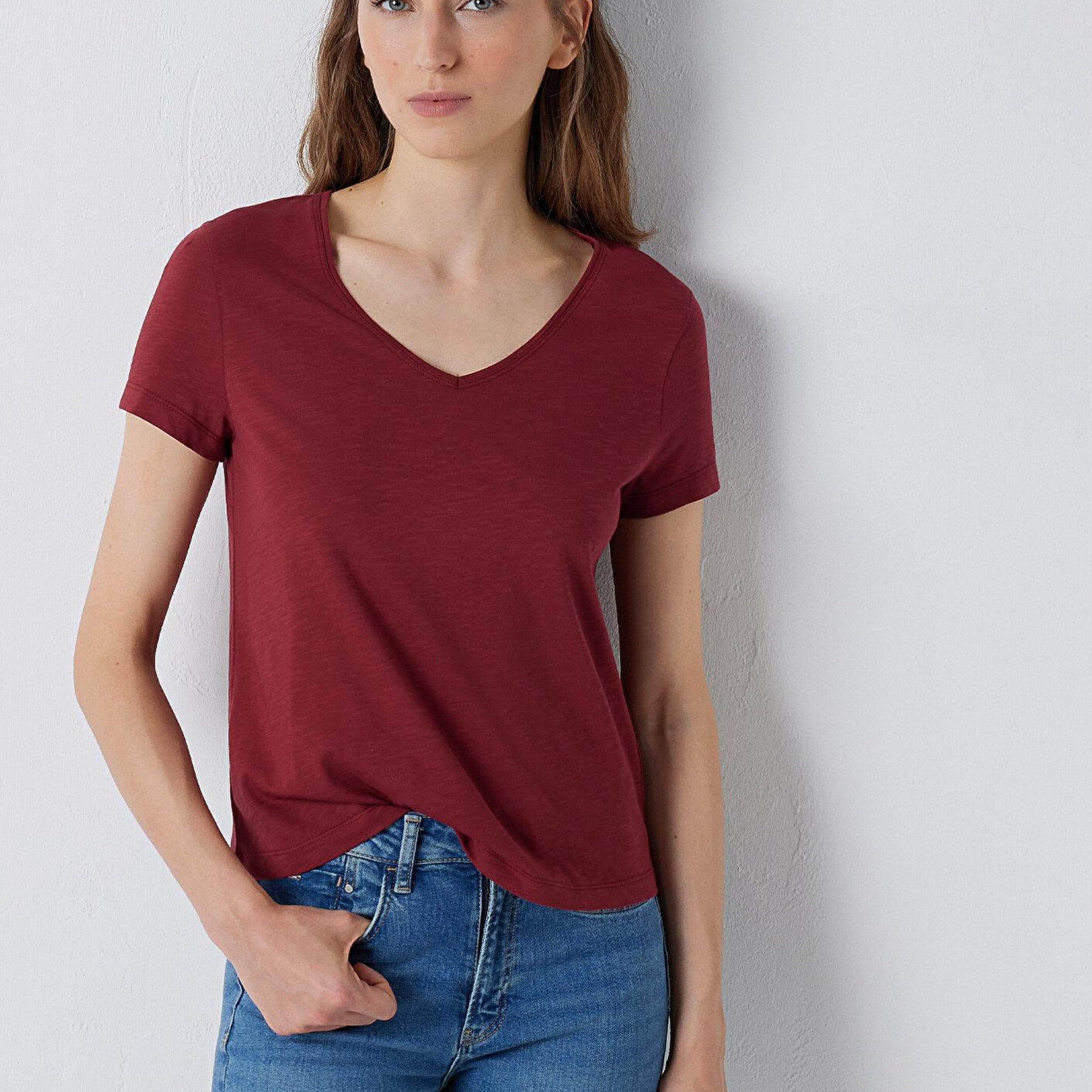 Mavi Kırmızı Basic Tişört Slim Fit / Dar Kesim 1614176-85347