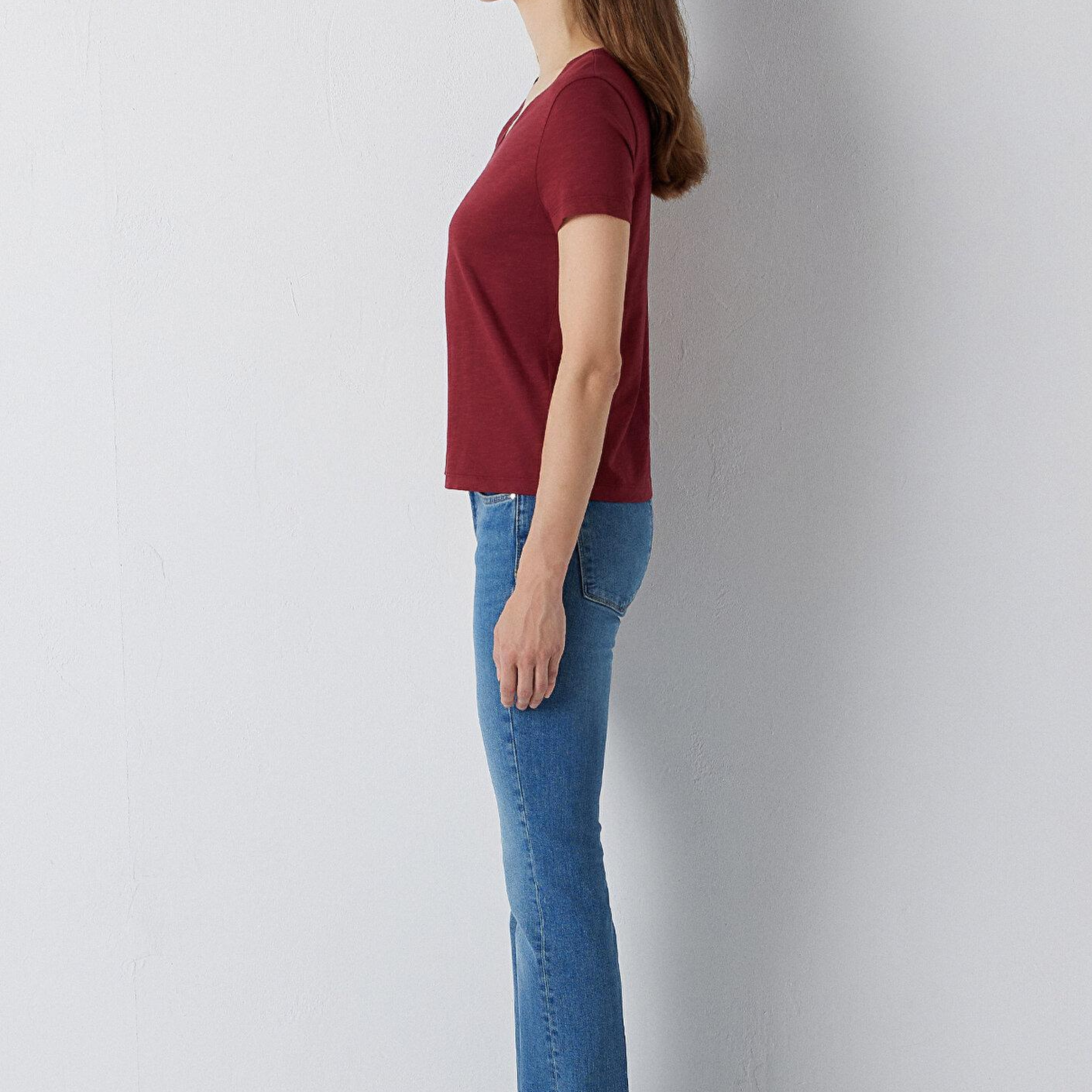 Mavi Kırmızı Basic Tişört Slim Fit / Dar Kesim 1614176-85347
