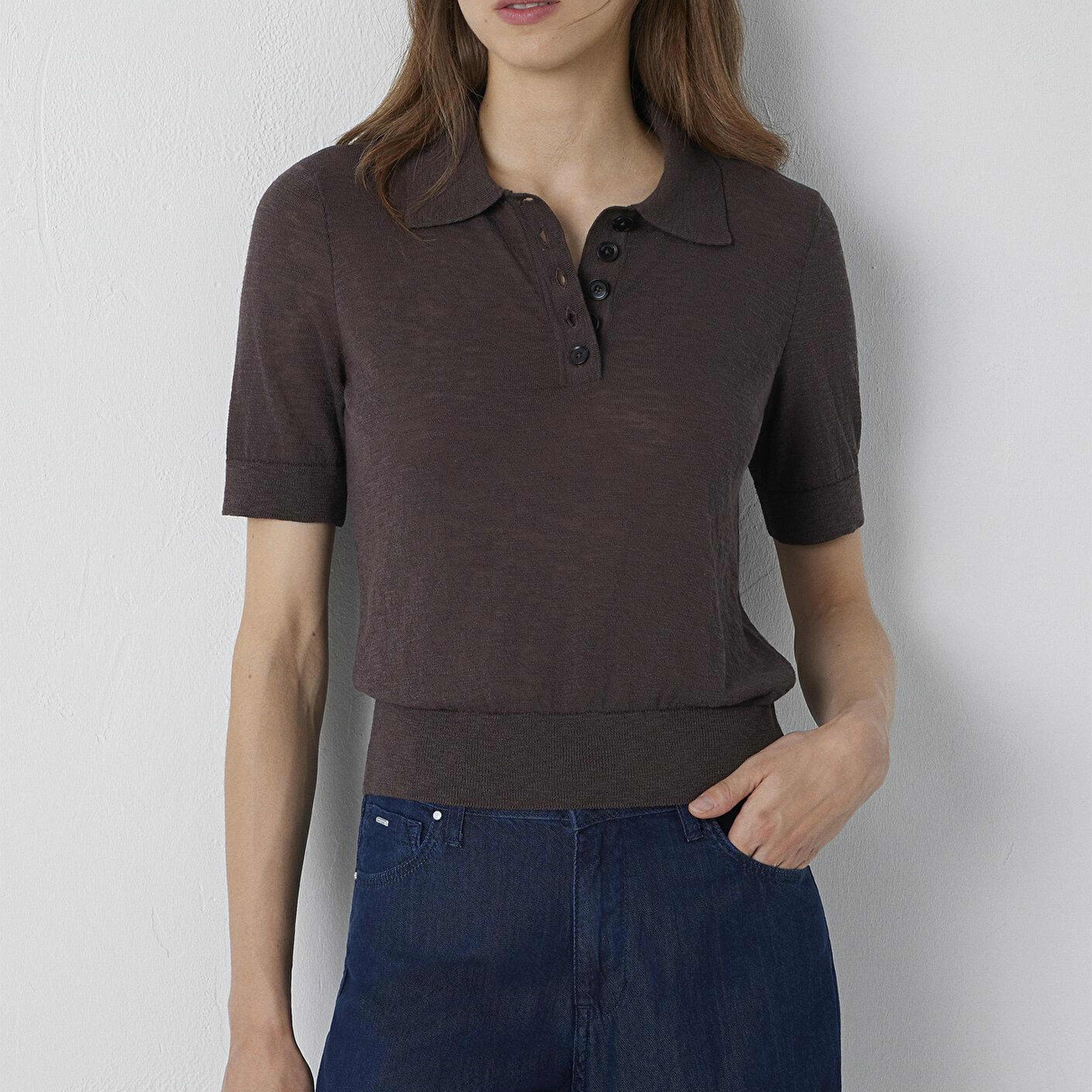 Mavi Kahverengi Triko Slim Fit / Dar Kesim 1710963-91100