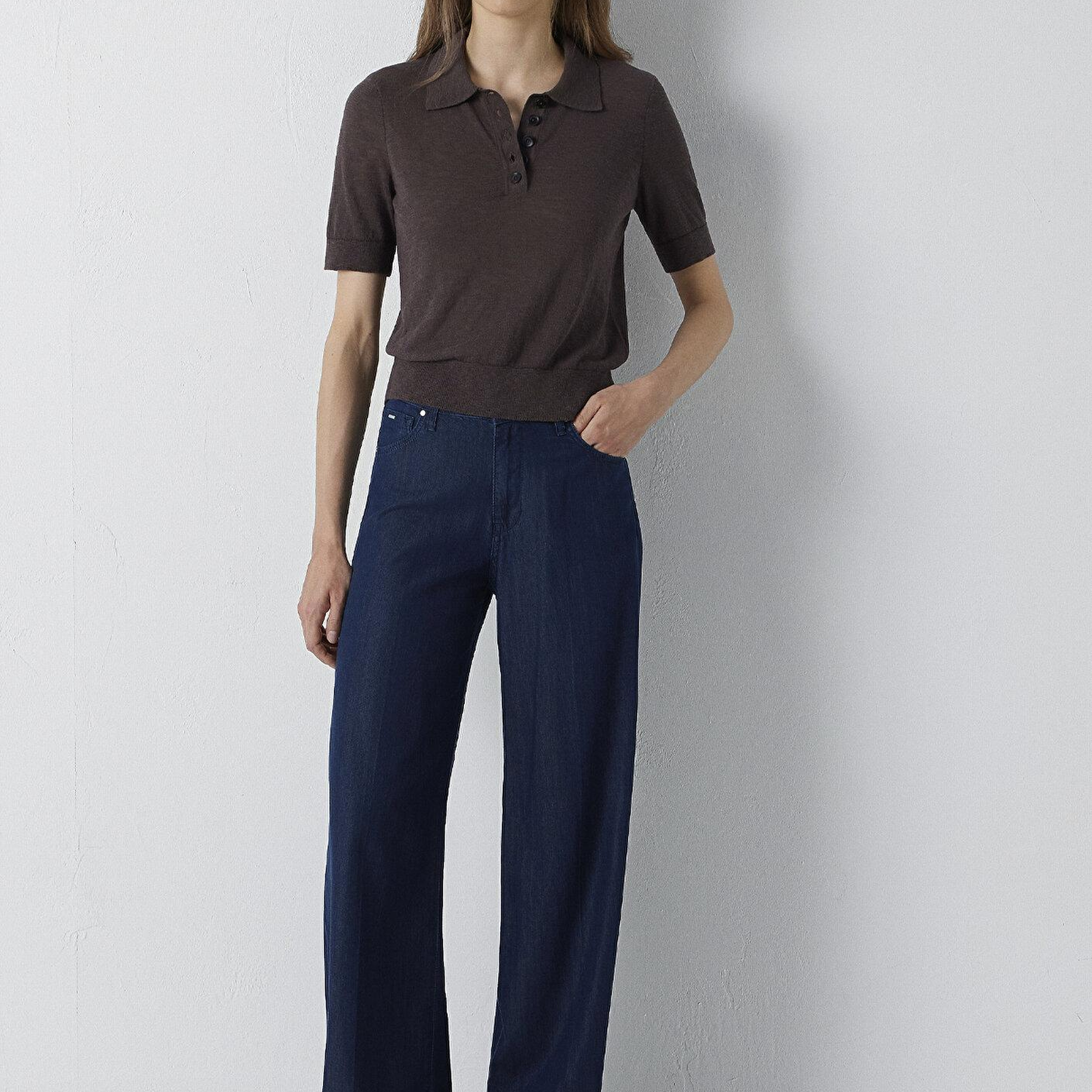 Mavi Kahverengi Triko Slim Fit / Dar Kesim 1710963-91100