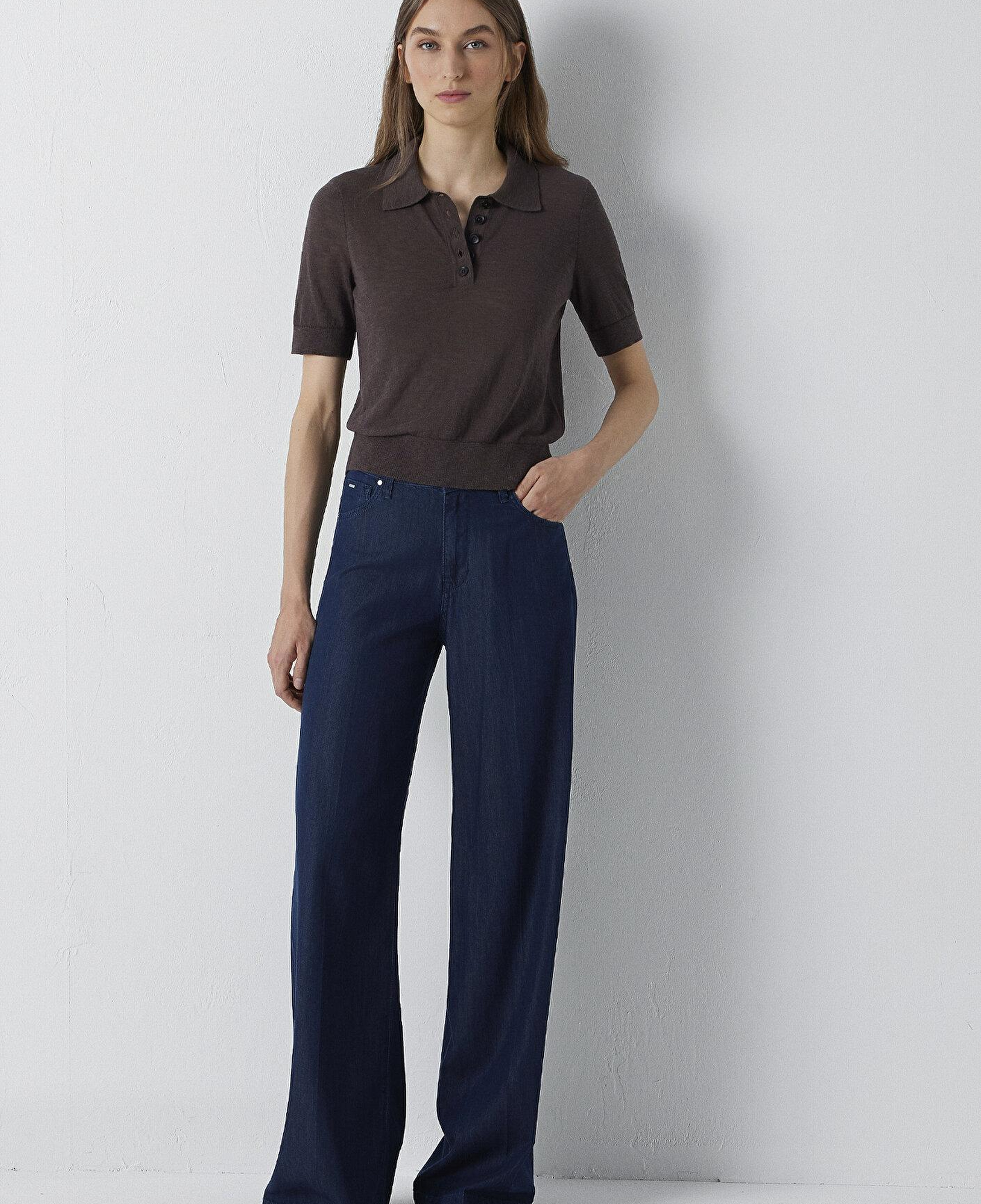 Mavi Kahverengi Triko Slim Fit / Dar Kesim 1710963-91100