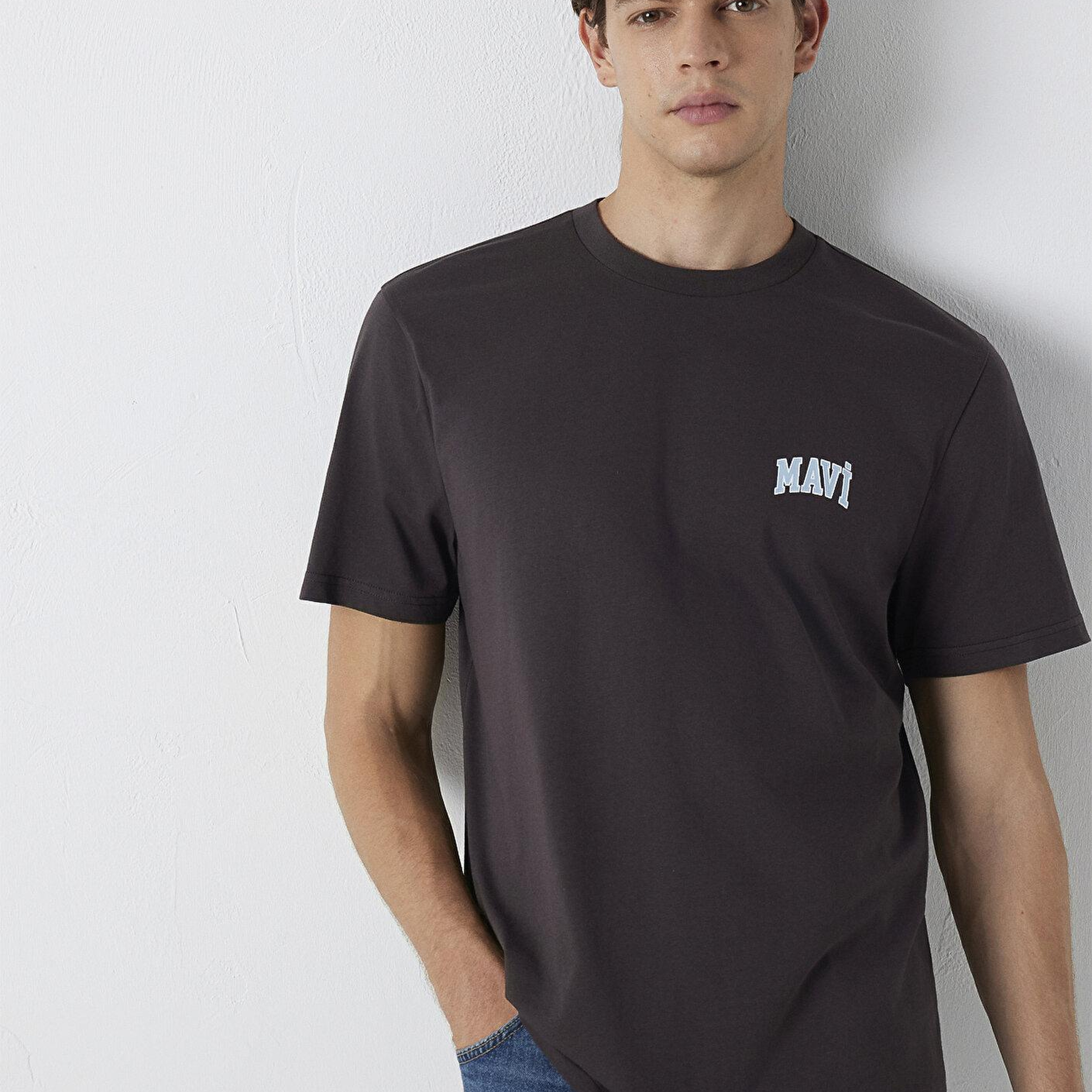Mavi Mavi Logo Baskılı Kahverengi Tişört Regular Fit / Normal Kesim 0611714-70219