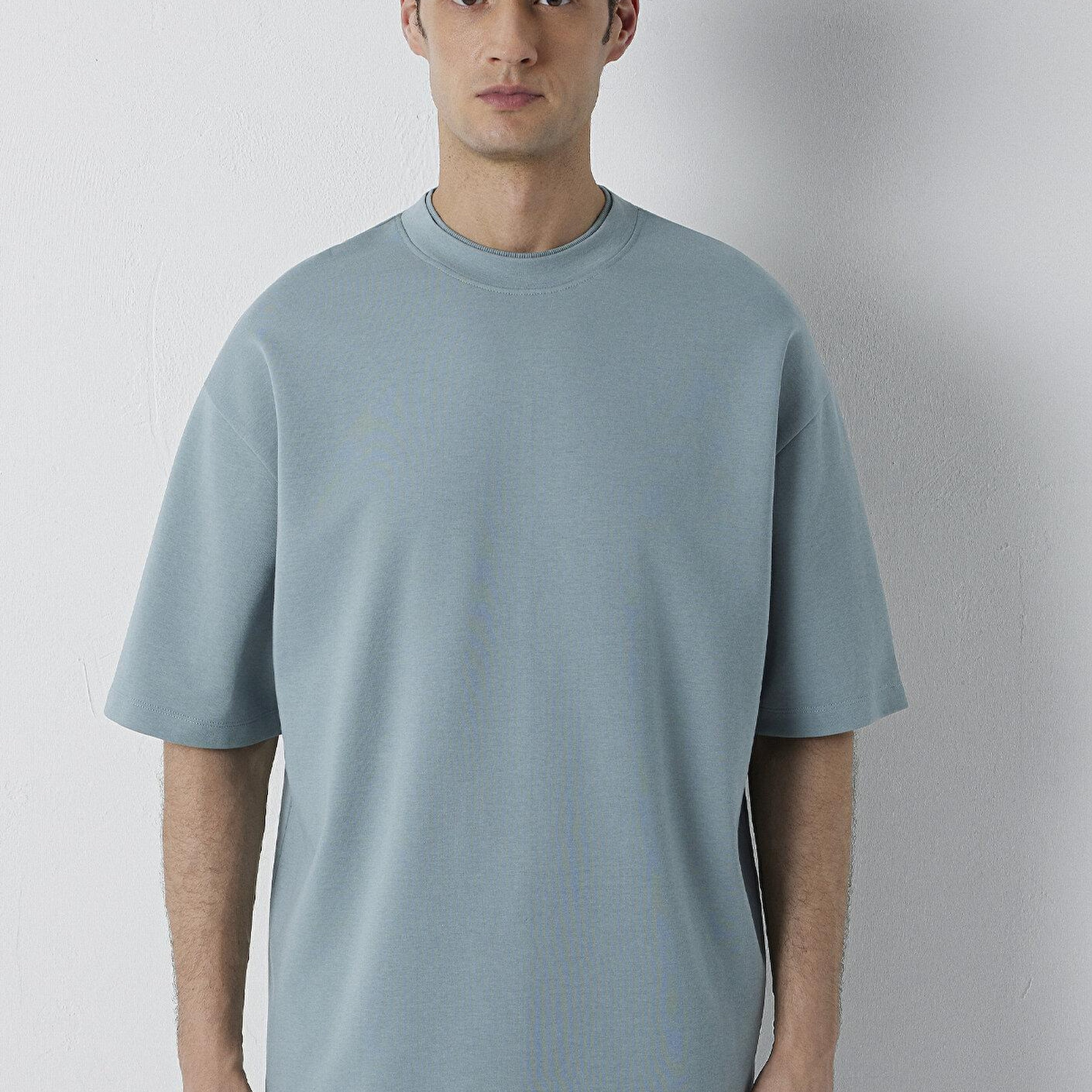 Mavi Gri Tişört Oversize / Geniş Kesim 0613542-70118