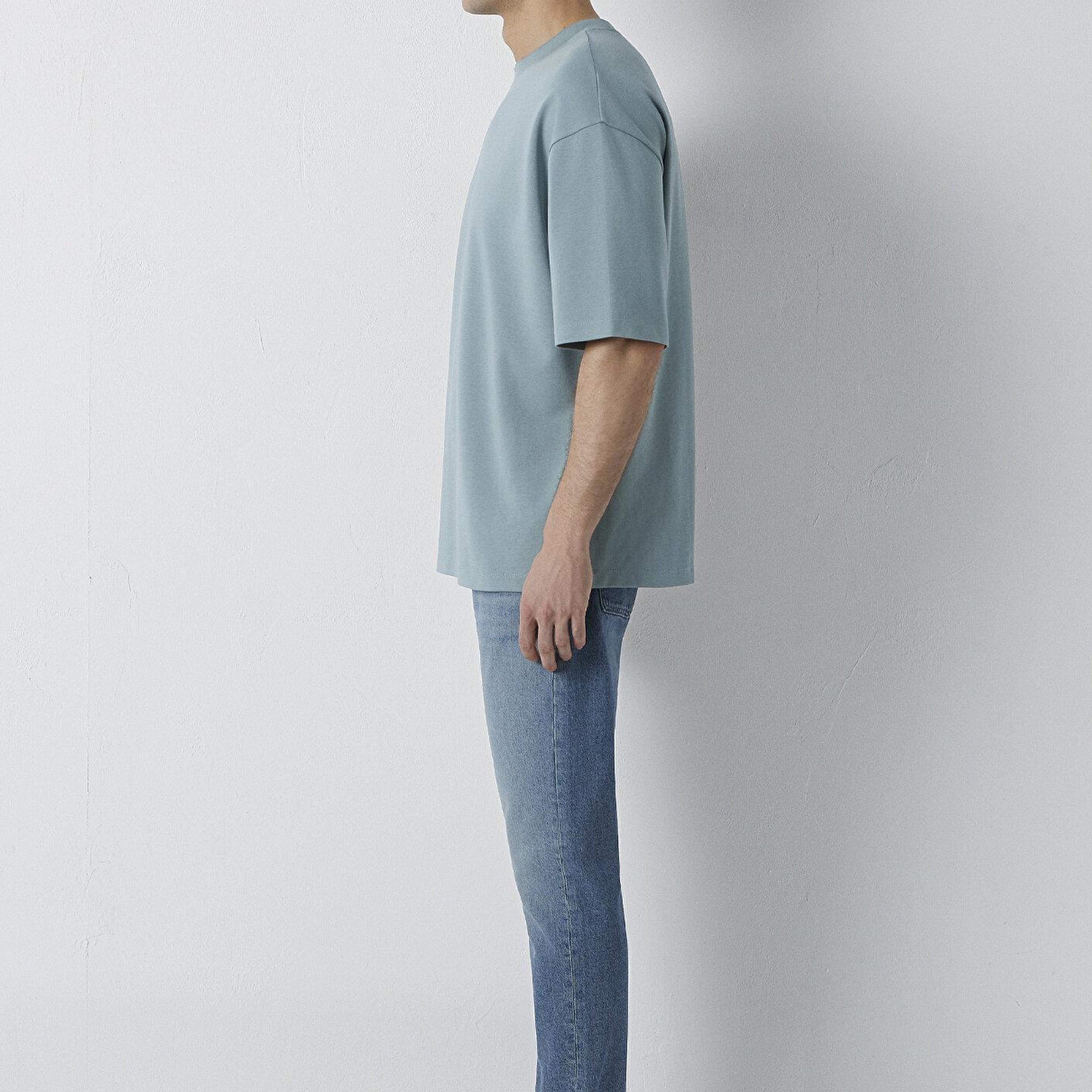 Mavi Gri Tişört Oversize / Geniş Kesim 0613542-70118