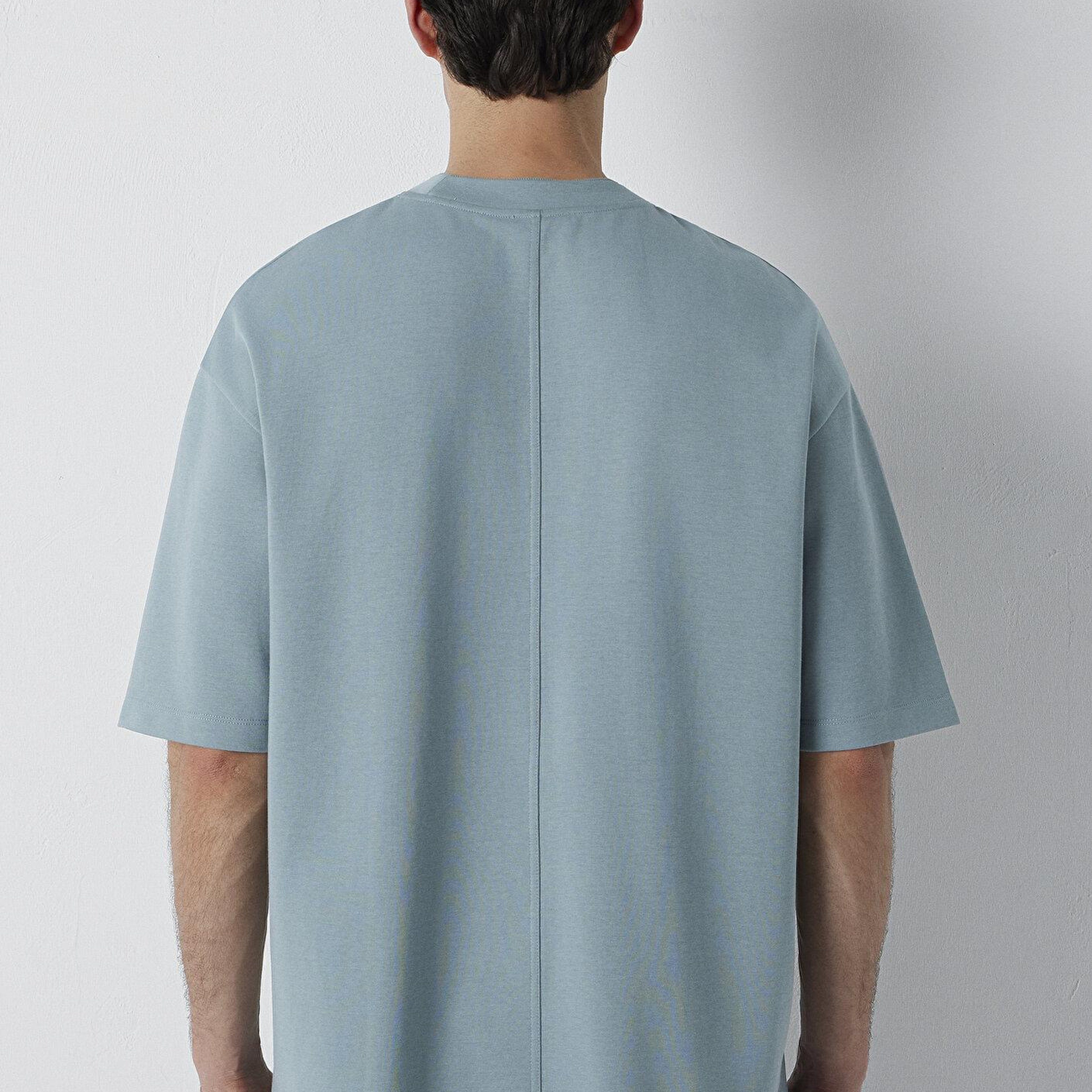 Mavi Gri Tişört Oversize / Geniş Kesim 0613542-70118