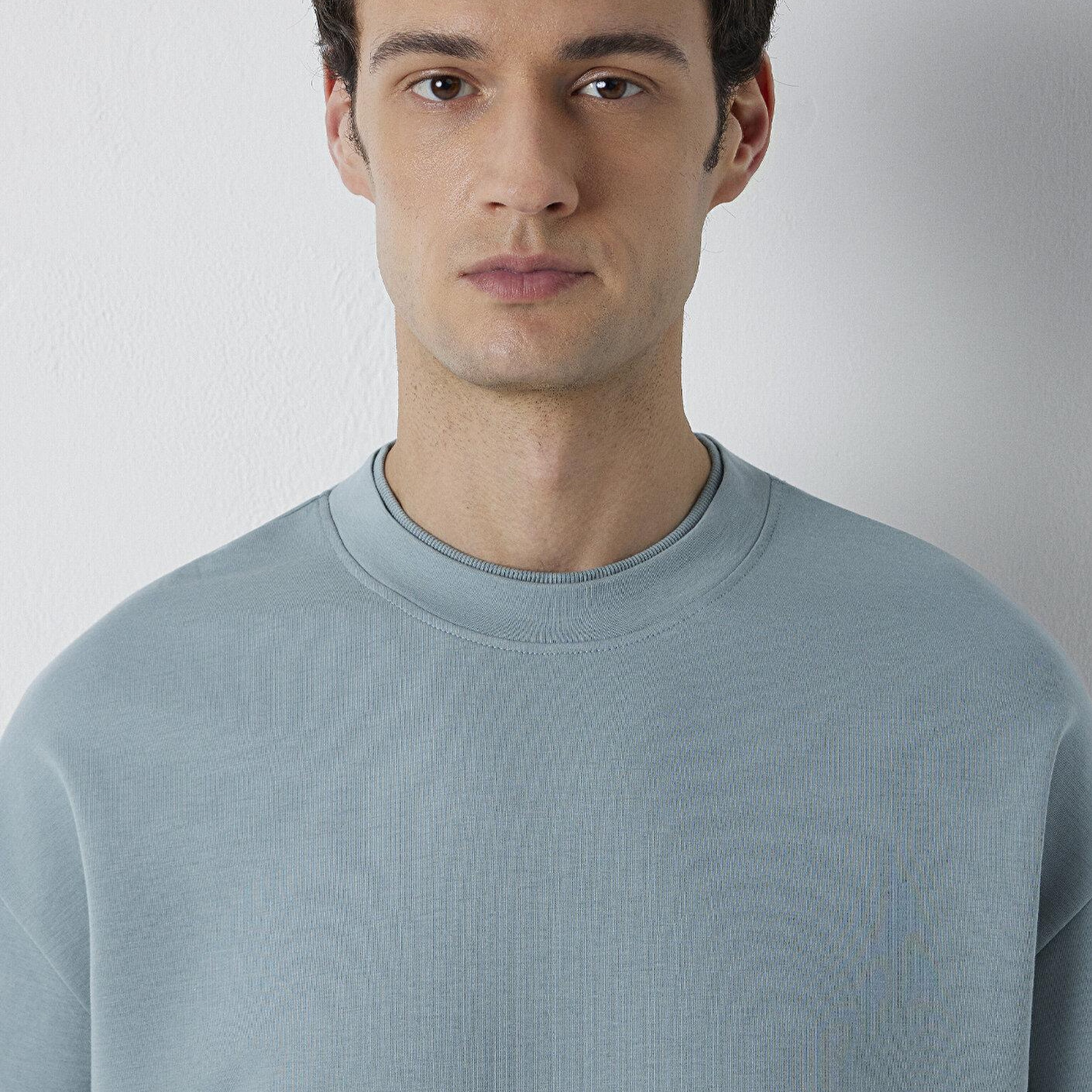 Mavi Gri Tişört Oversize / Geniş Kesim 0613542-70118