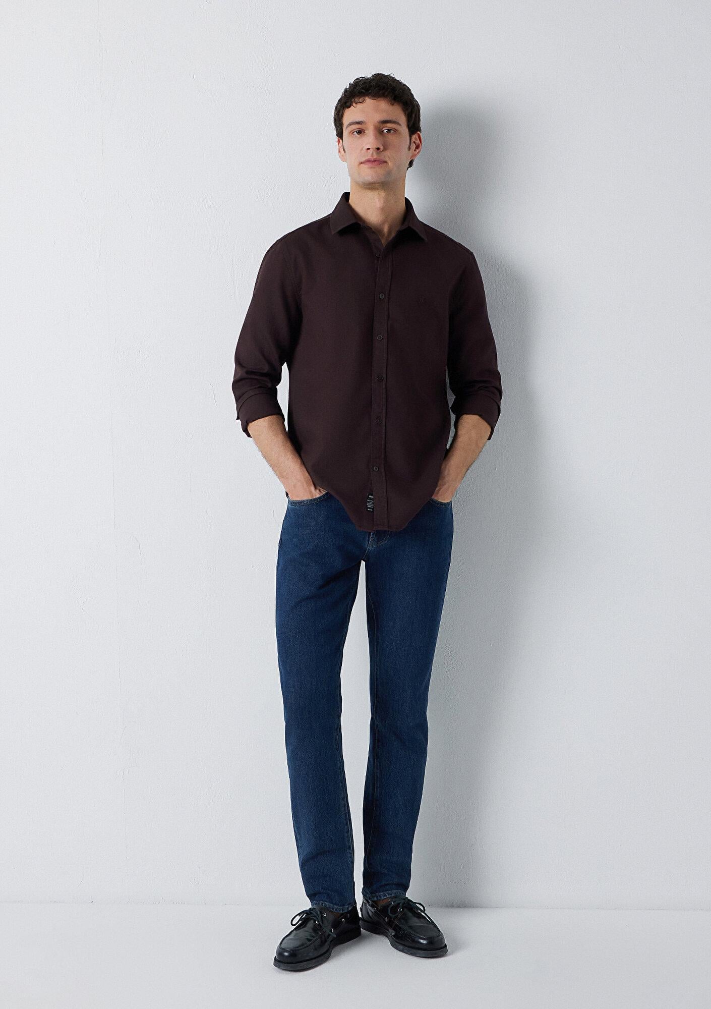 Mavi Kahverengi Gömlek Slim Fit / Dar Kesim 0211656-90704