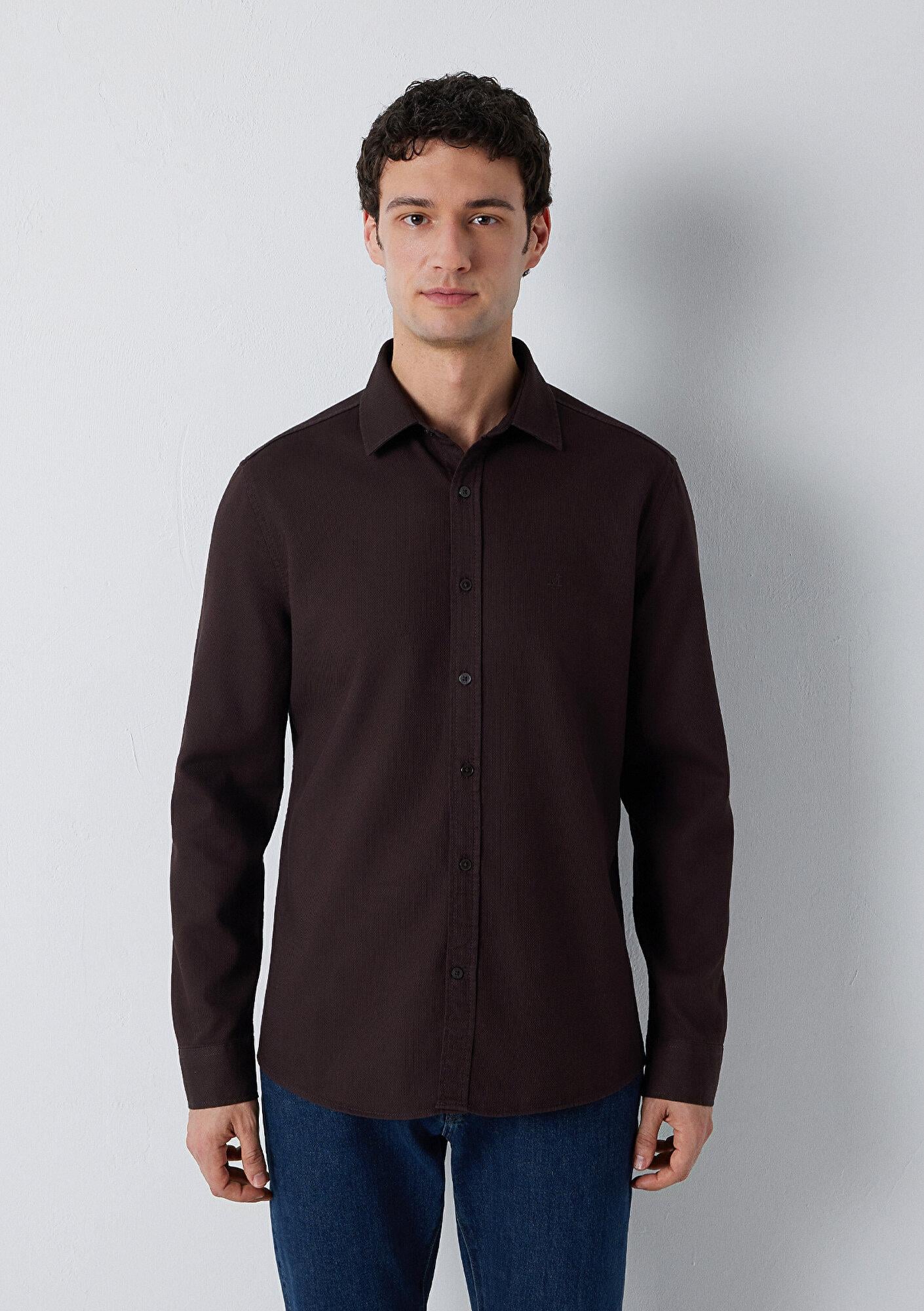 Mavi Kahverengi Gömlek Slim Fit / Dar Kesim 0211656-90704