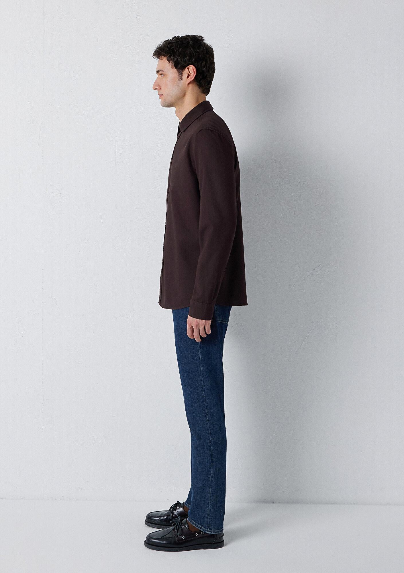 Mavi Kahverengi Gömlek Slim Fit / Dar Kesim 0211656-90704