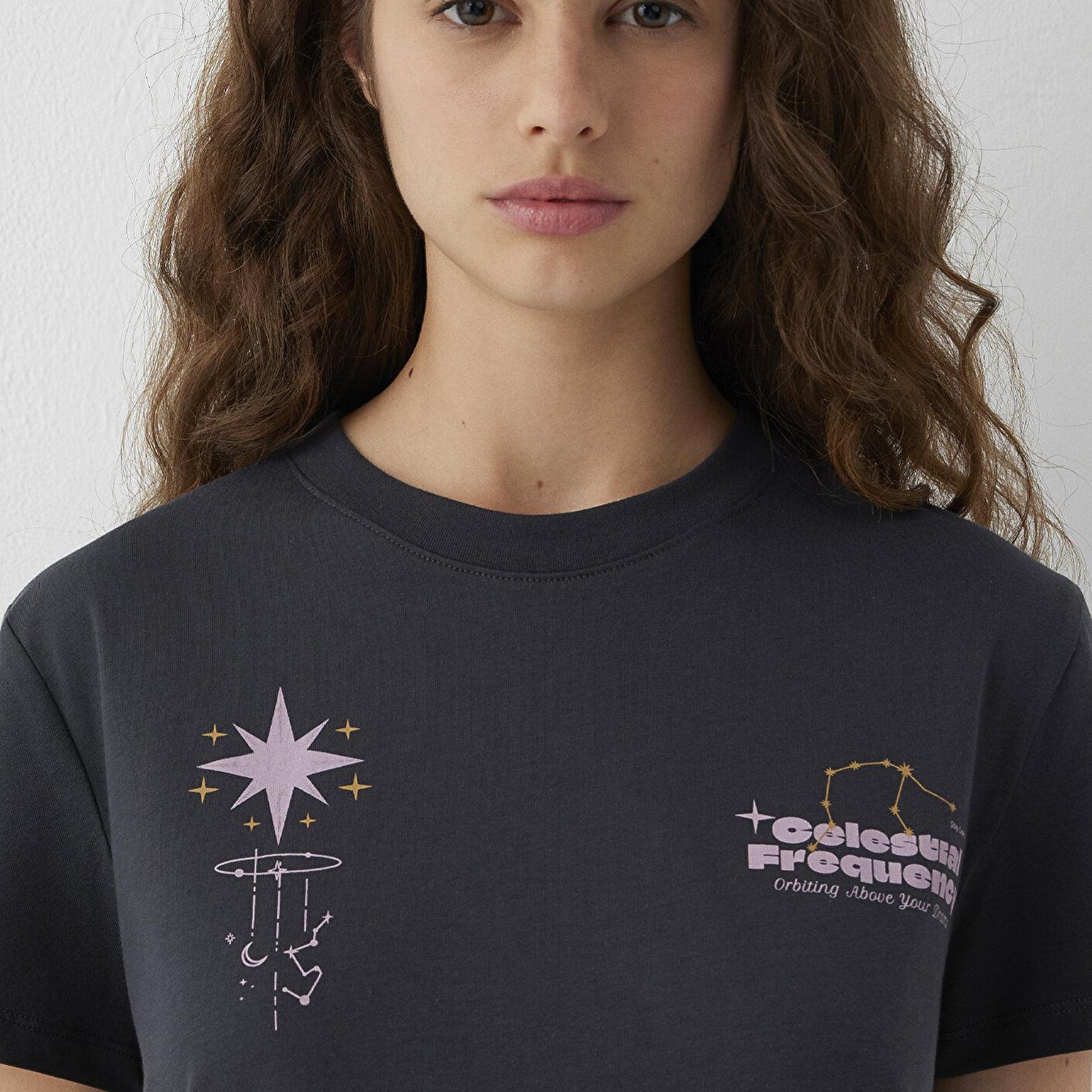 Mavi Astroloji Baskılı Antrasit Tişört Slim Fit / Dar Kesim 1614270-70087