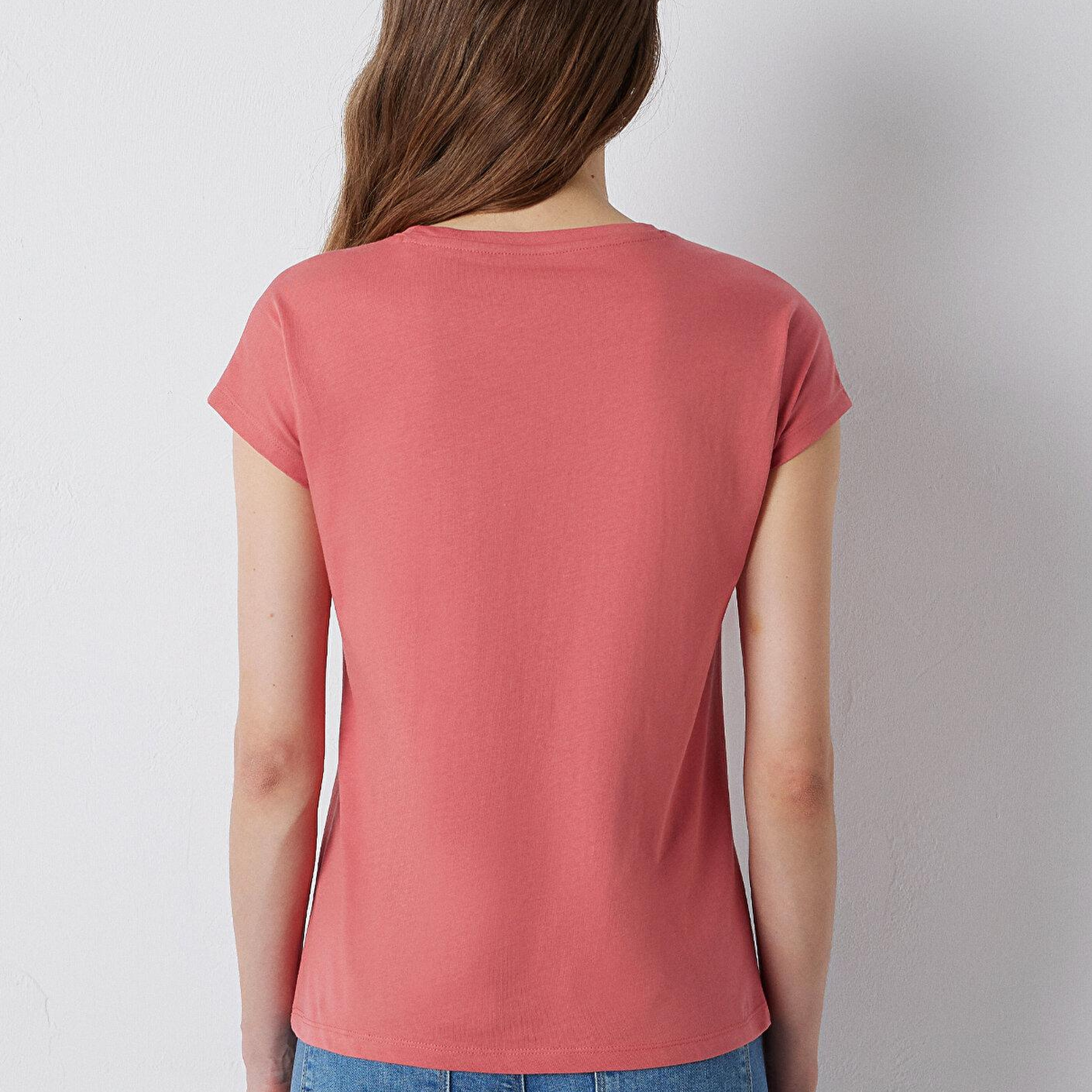 Mavi Kelebek Baskılı Pembe Tişört Regular Fit / Normal Kesim 1614148-71102