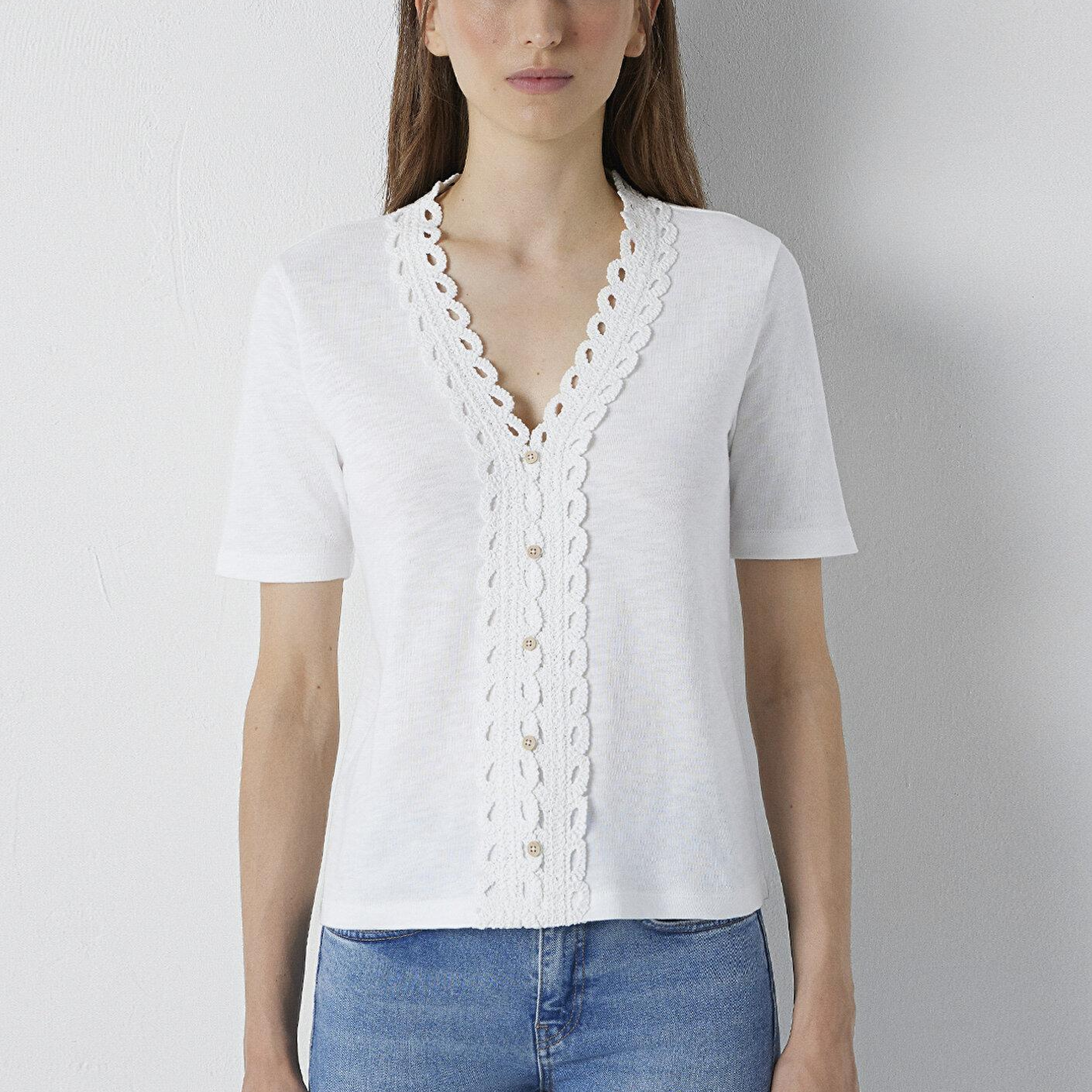 Mavi Ekru Tişört Semi Slim Fit / Yarı Dar Kesim 1614134-70057