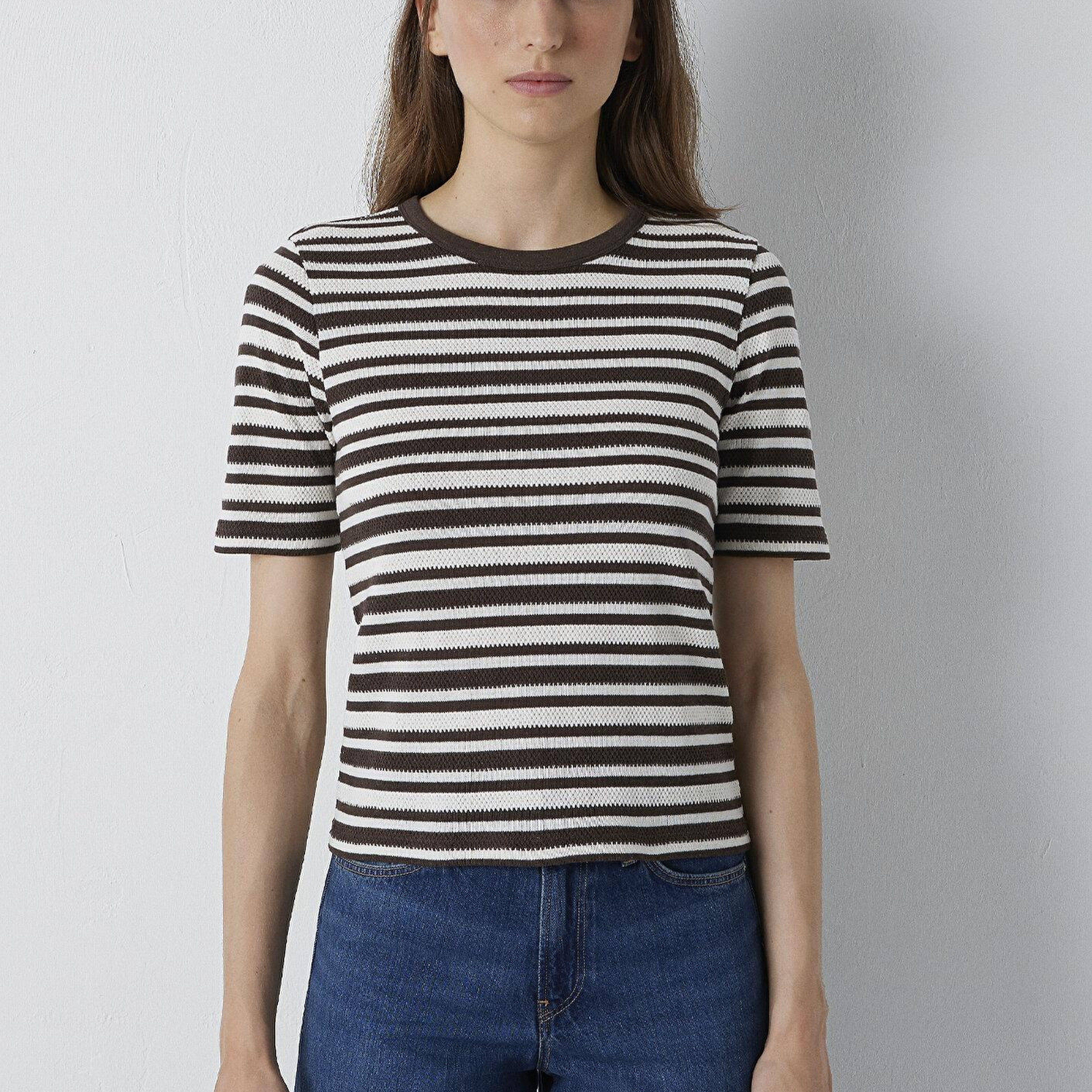 Mavi Çizgili Tişört Slim Fit / Dar Kesim 1614213-91585