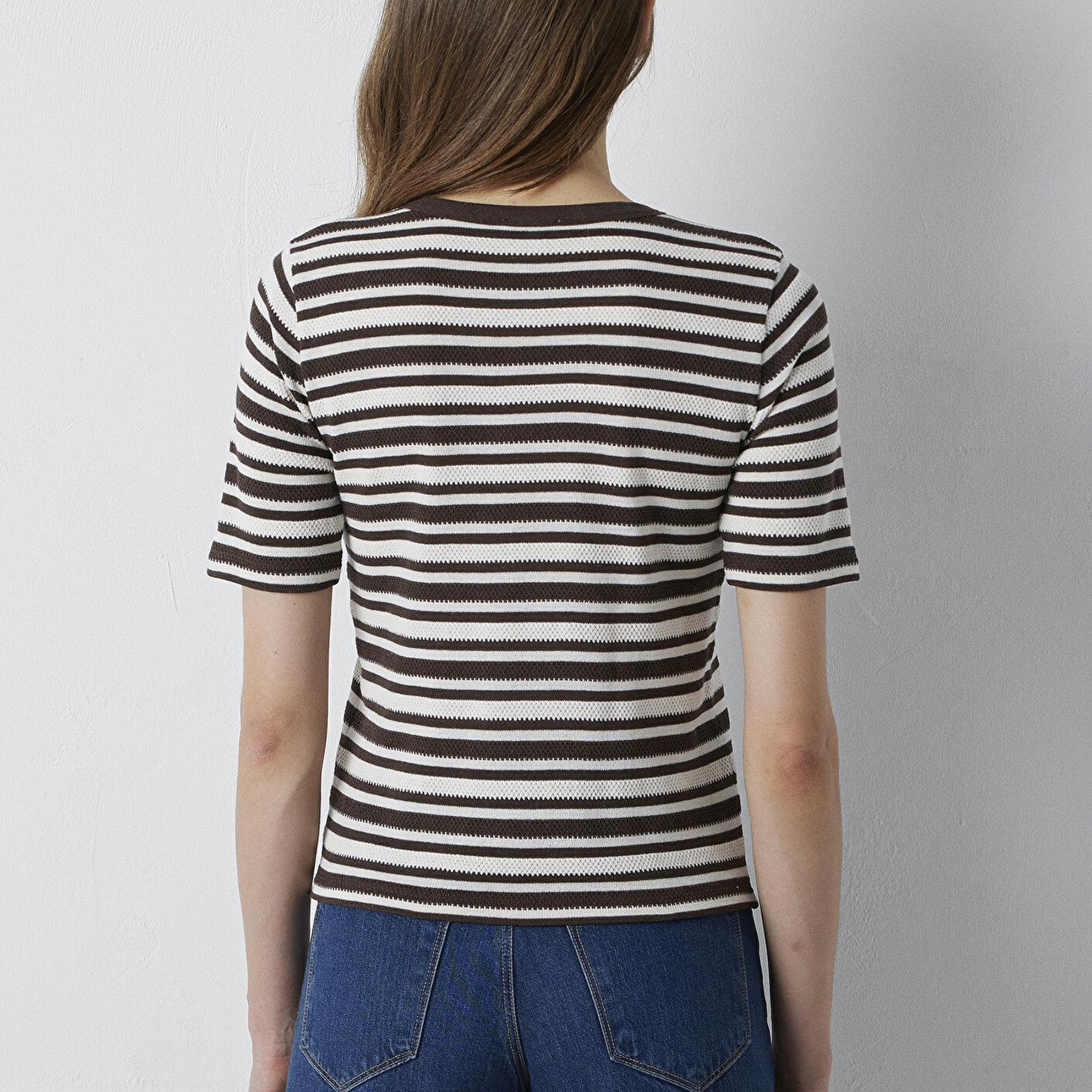 Mavi Çizgili Tişört Slim Fit / Dar Kesim 1614213-91585
