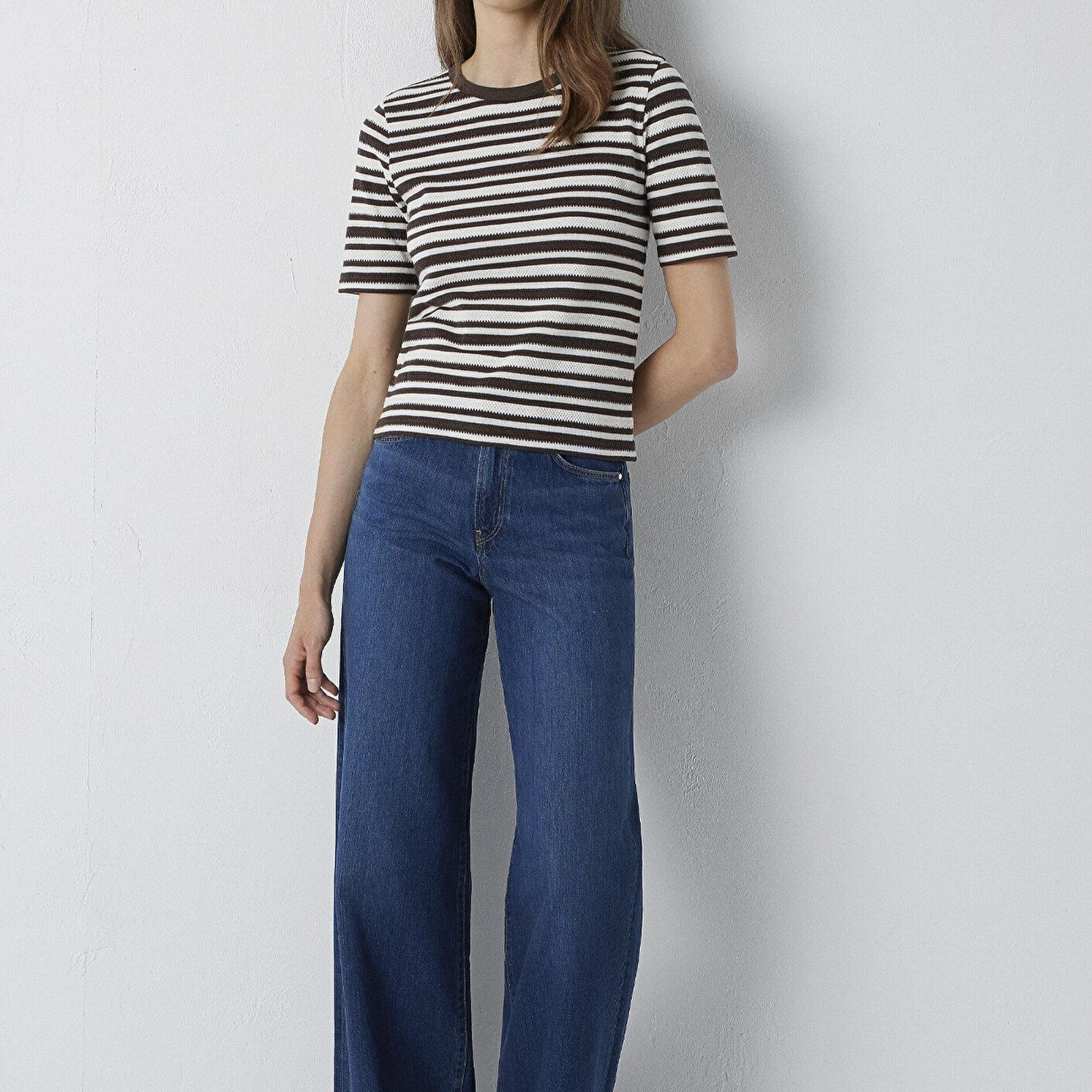 Mavi Çizgili Tişört Slim Fit / Dar Kesim 1614213-91585