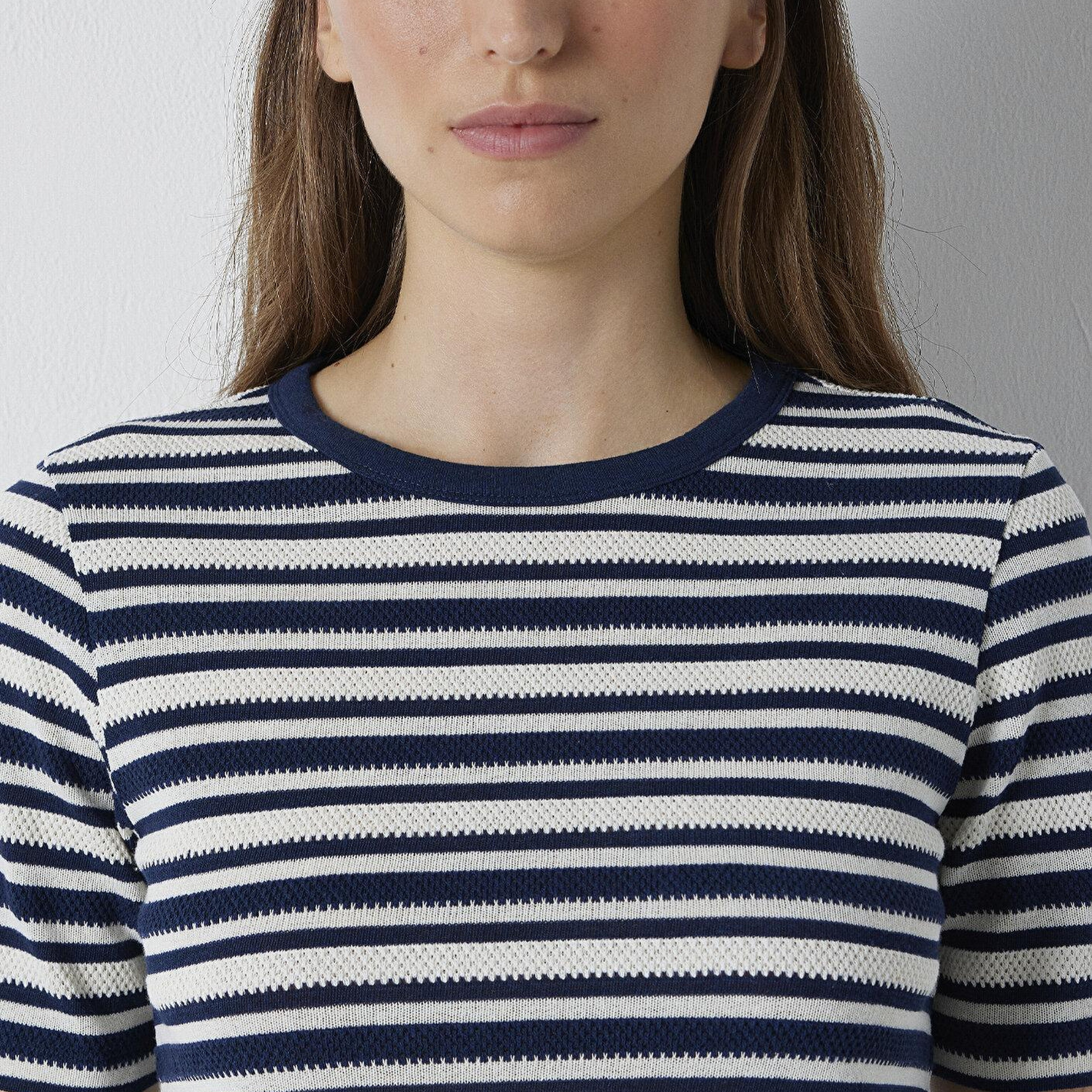 Mavi Çizgili Tişört Slim Fit / Dar Kesim 1614213-85448