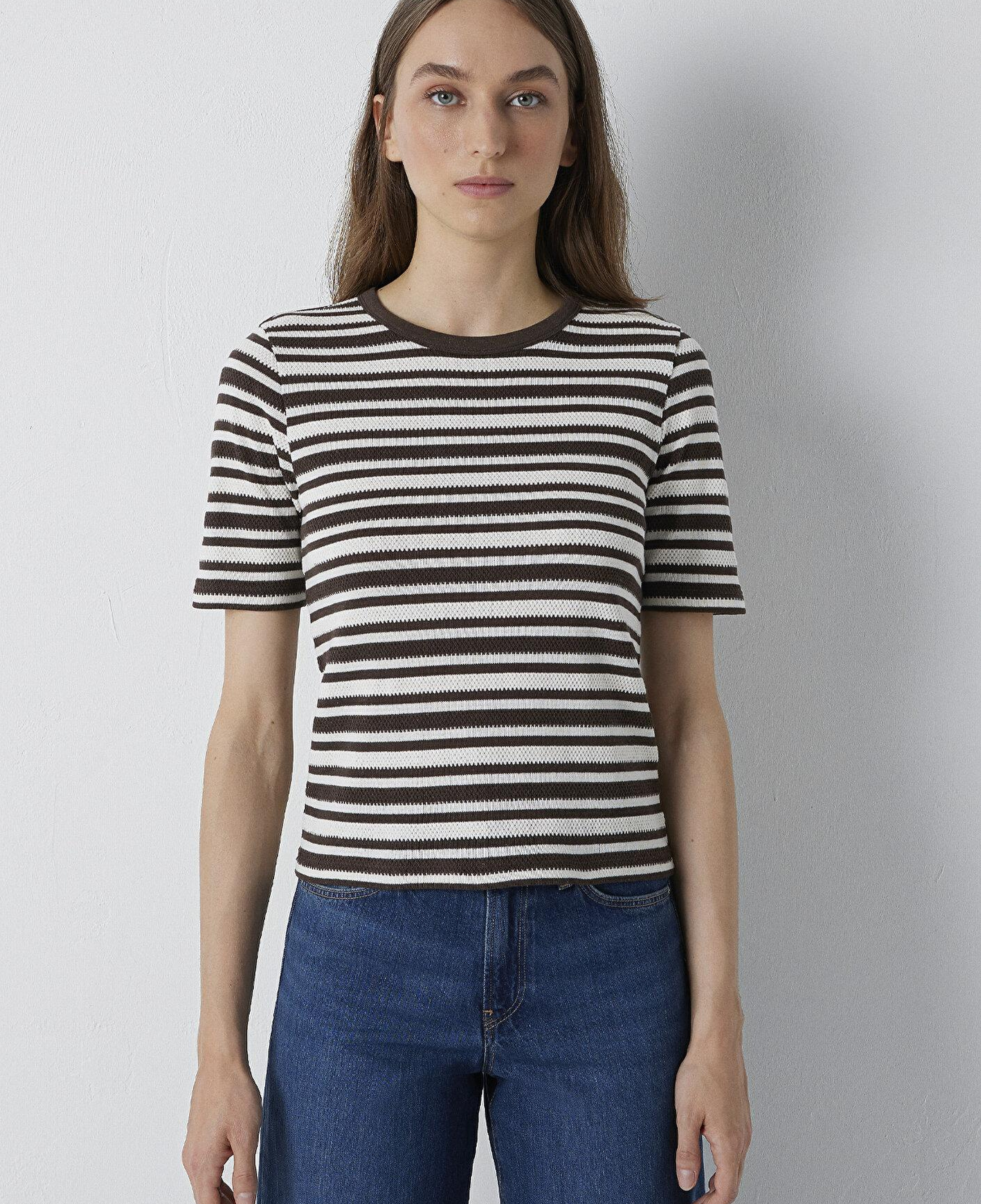 Mavi Çizgili Tişört Slim Fit / Dar Kesim 1614213-91585