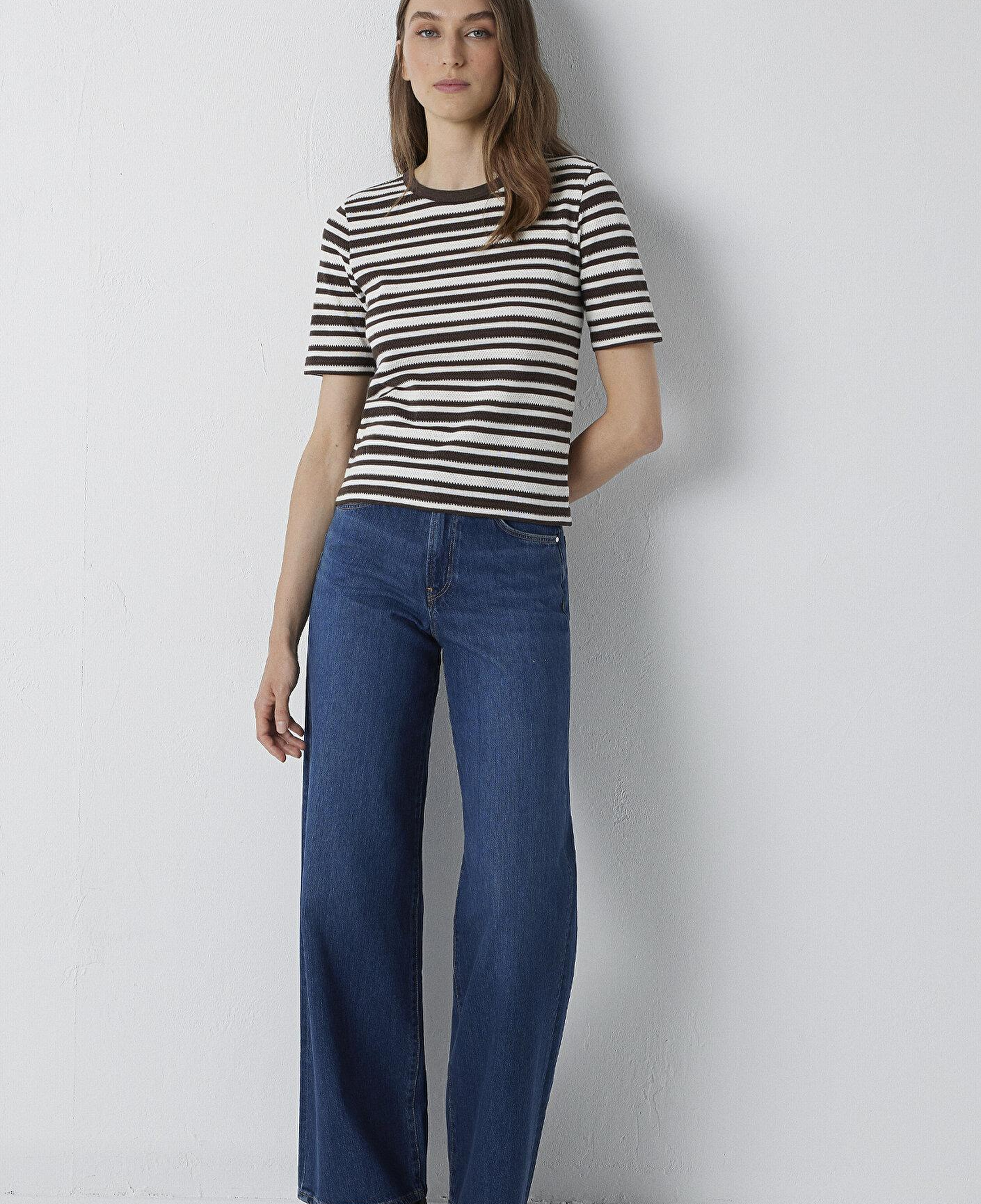 Mavi Çizgili Tişört Slim Fit / Dar Kesim 1614213-91585