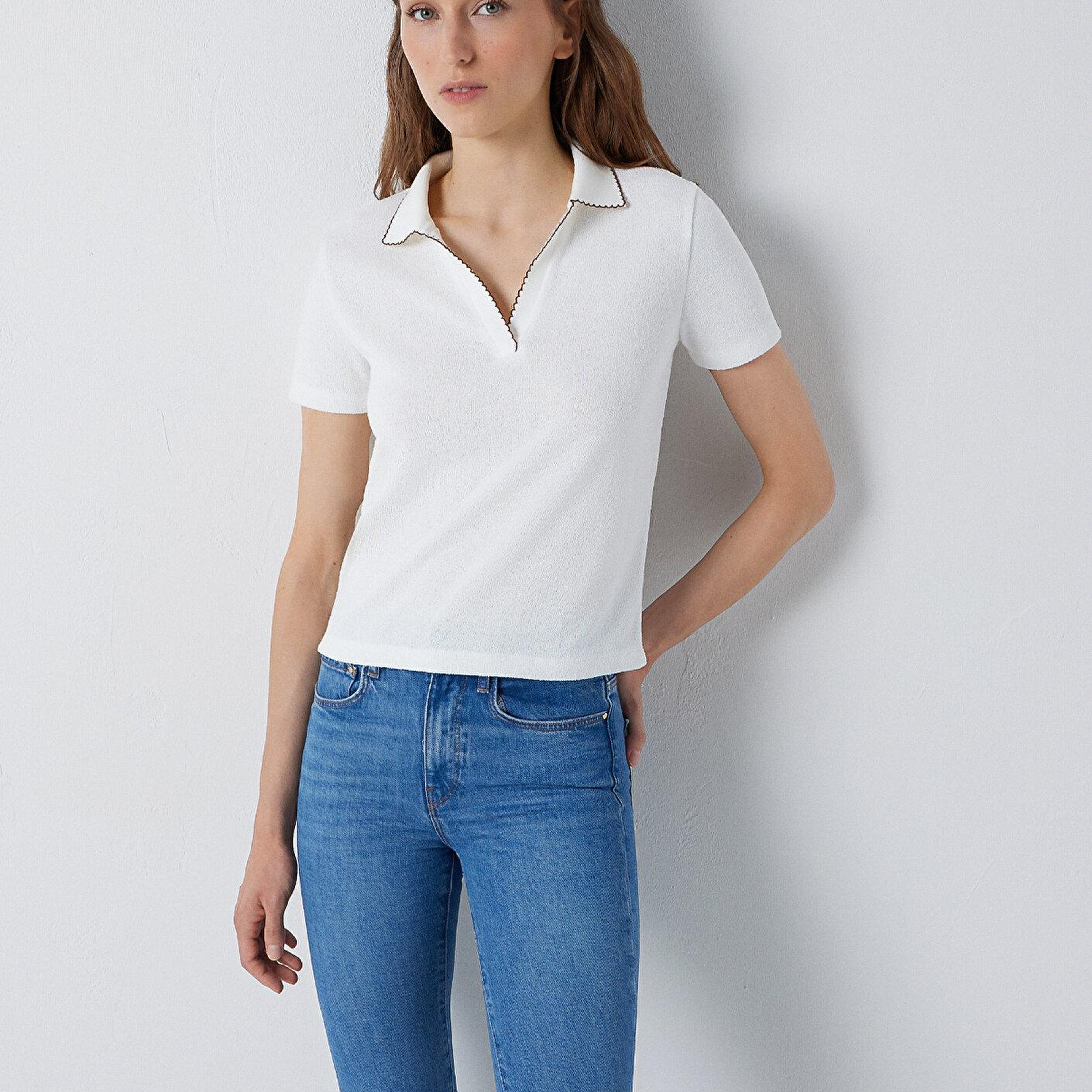 Mavi Ekru Polo Tişört Semi Slim Fit / Yarı Dar Kesim 1614208-70057