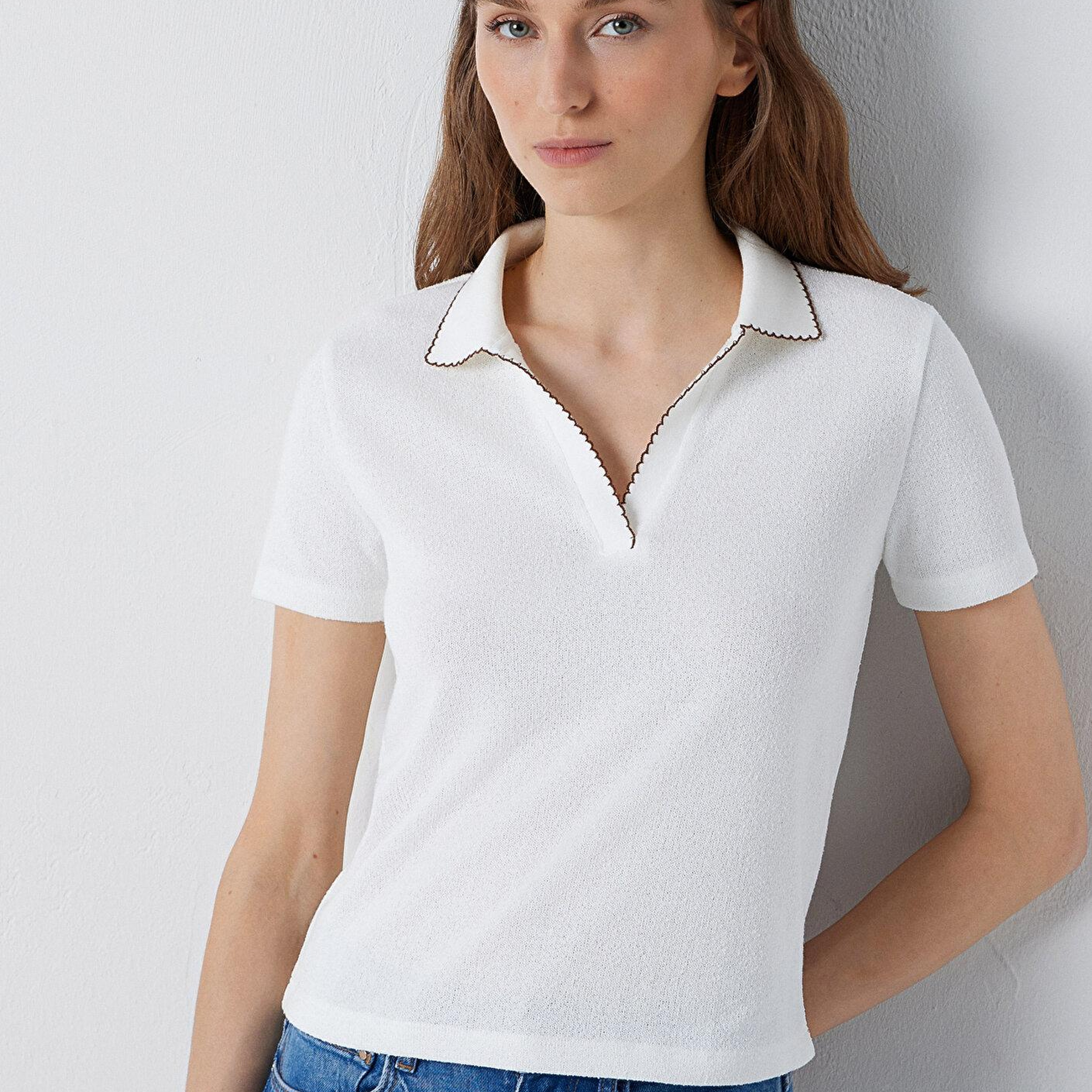 Mavi Ekru Polo Tişört Semi Slim Fit / Yarı Dar Kesim 1614208-70057