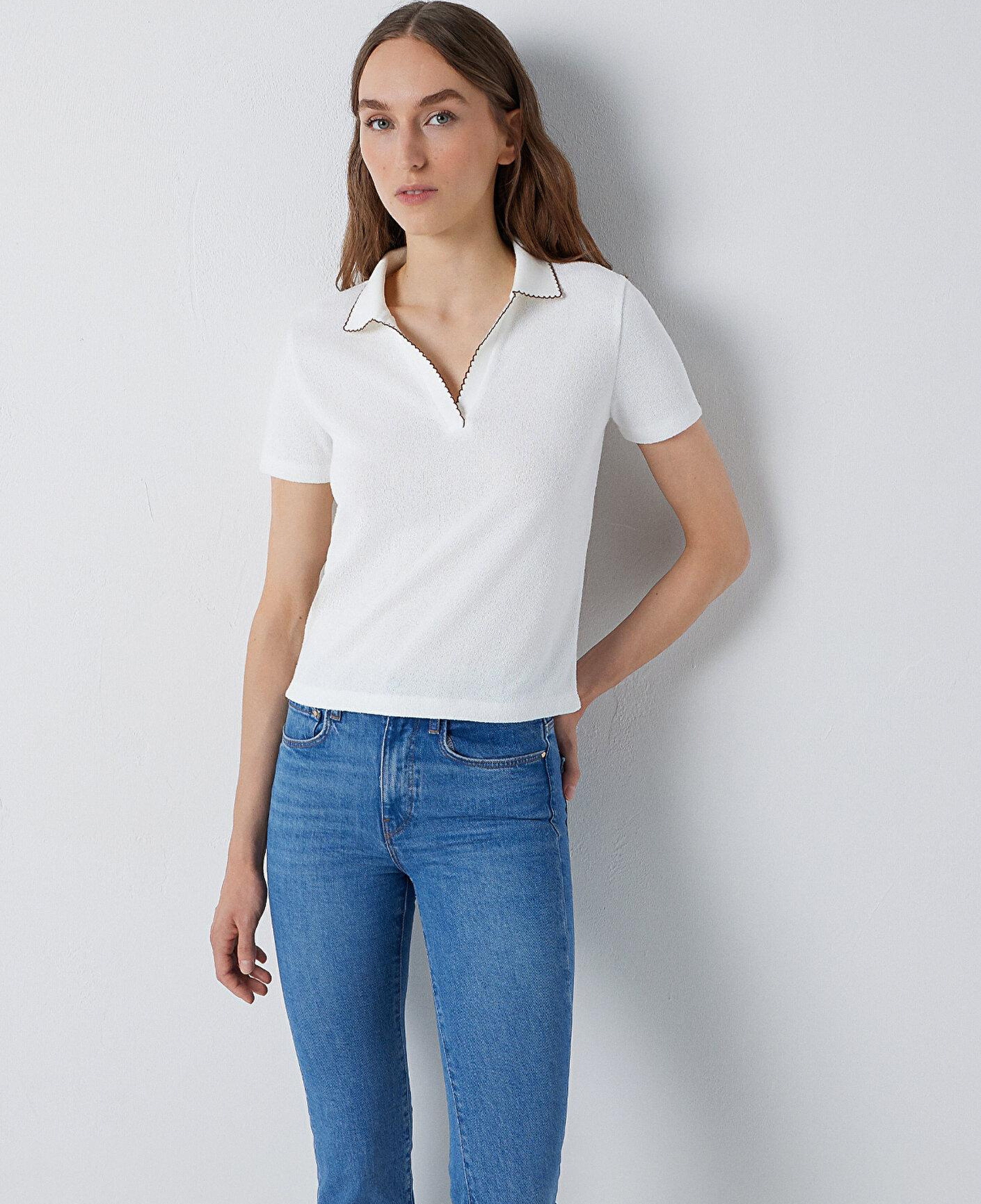 Mavi Ekru Polo Tişört Semi Slim Fit / Yarı Dar Kesim 1614208-70057