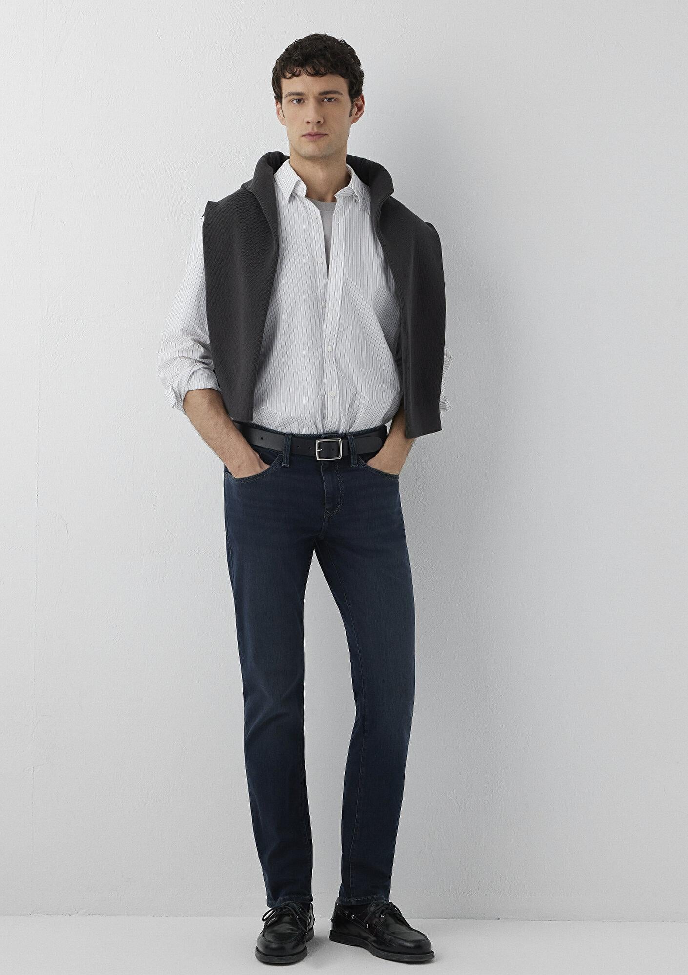 Mavi Çizgili Gömlek Loose Fit / Bol Rahat Kesim 0212101-91703