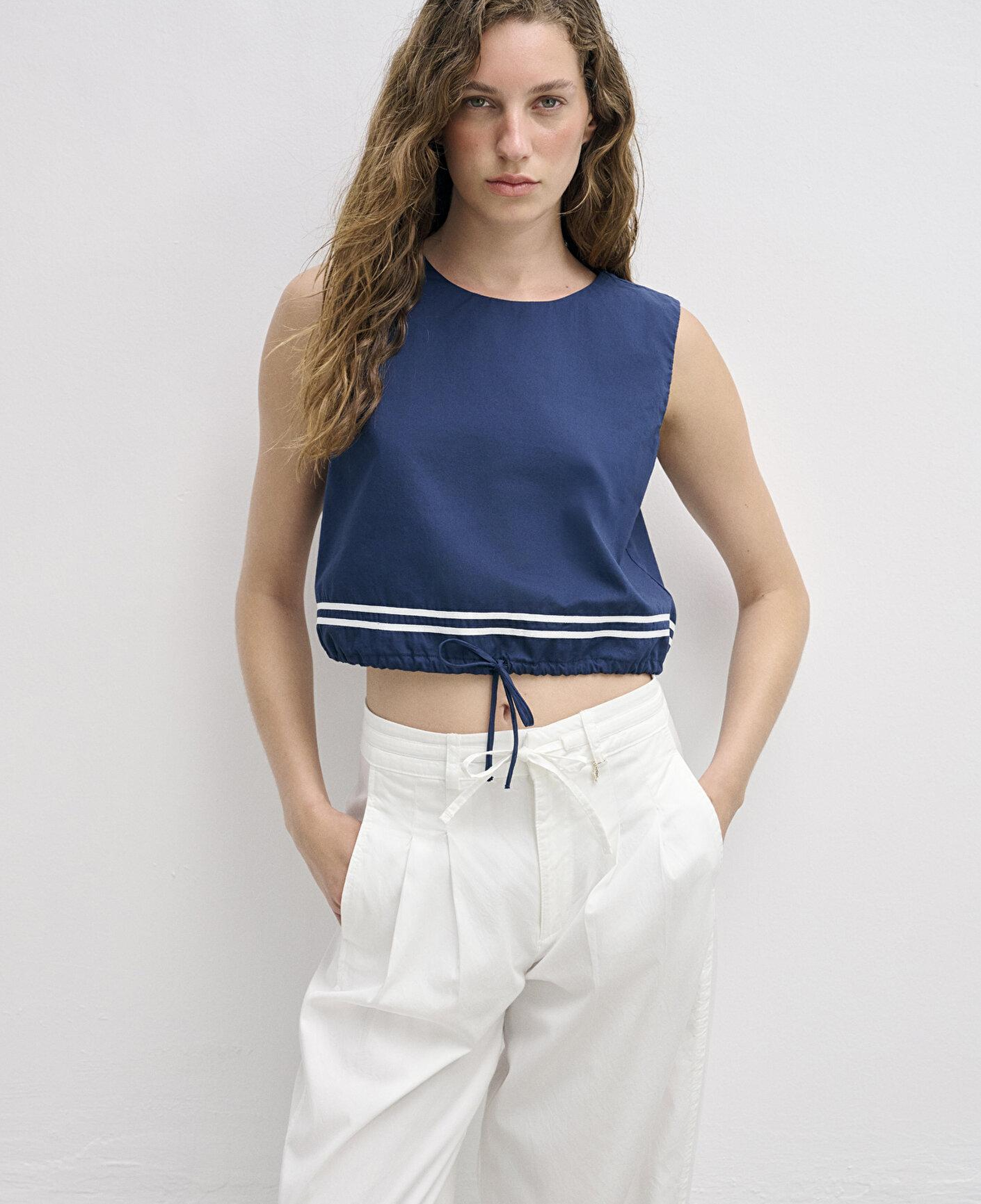 Mavi Bağcık Detaylı Lacivert Crop Bluz 1211602-70488