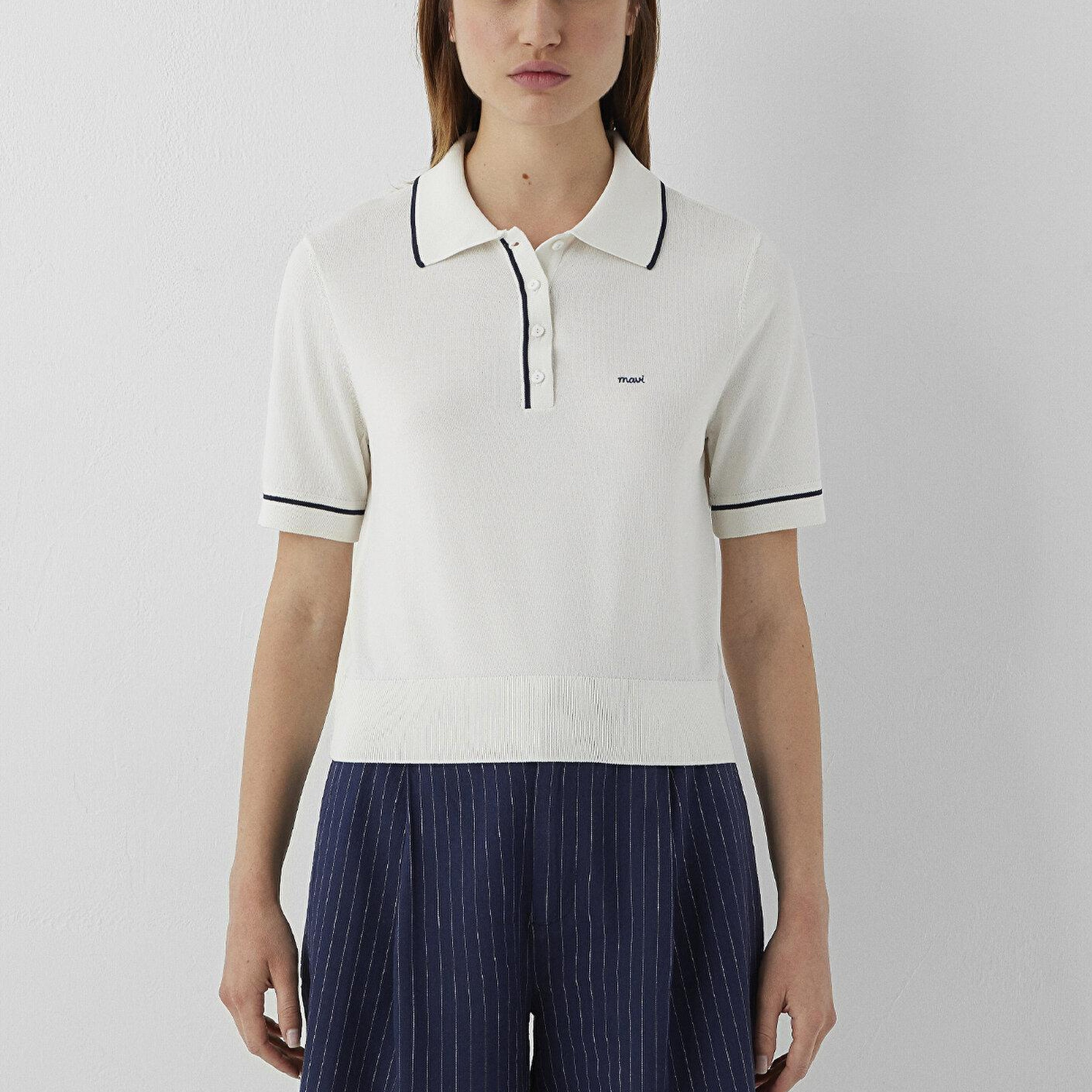 Mavi Ekru Triko Slim Fit / Dar Kesim 1711006-80194