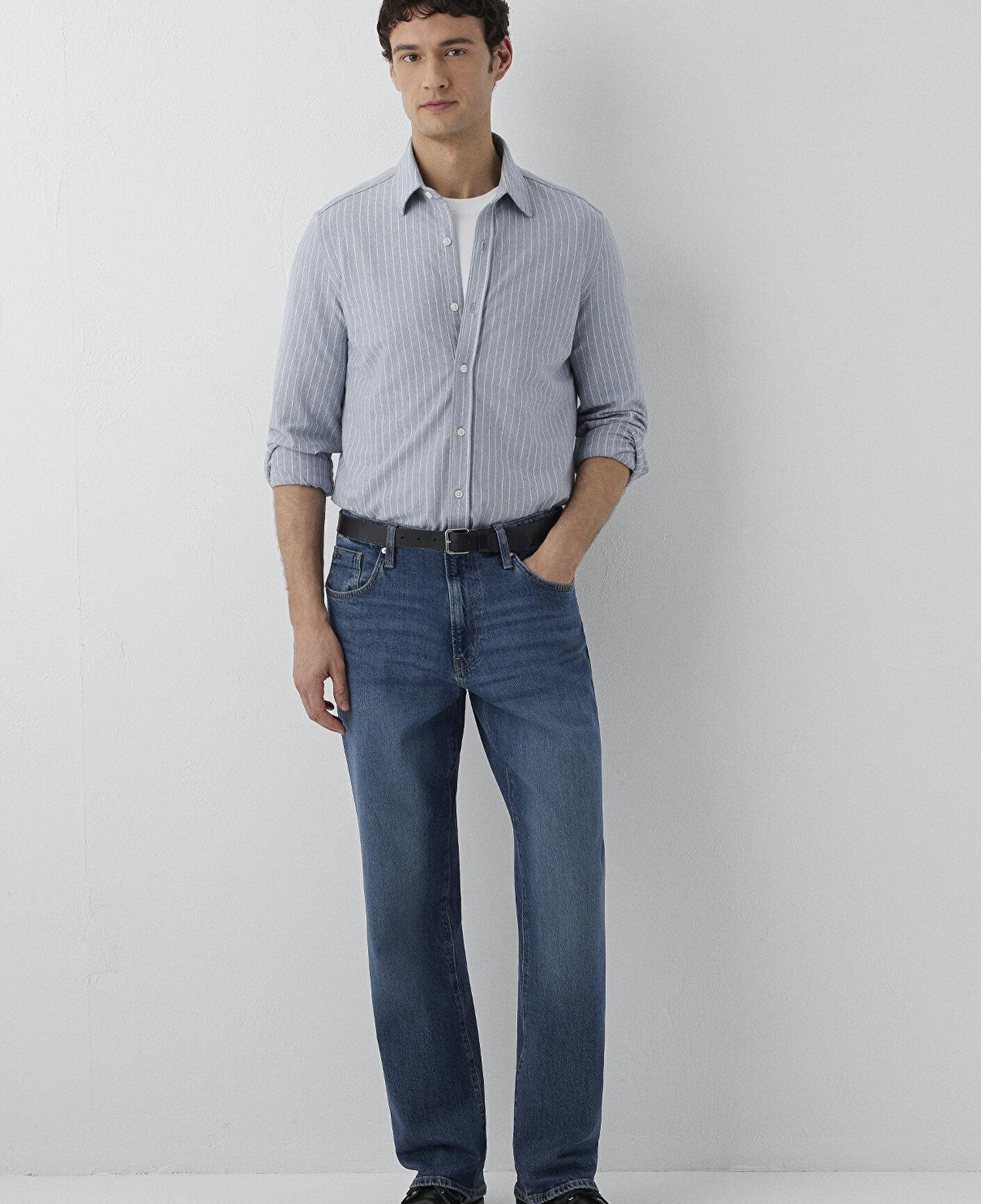 Mavi Çizgili Gömlek Slim Fit / Dar Kesim 0211858-91331