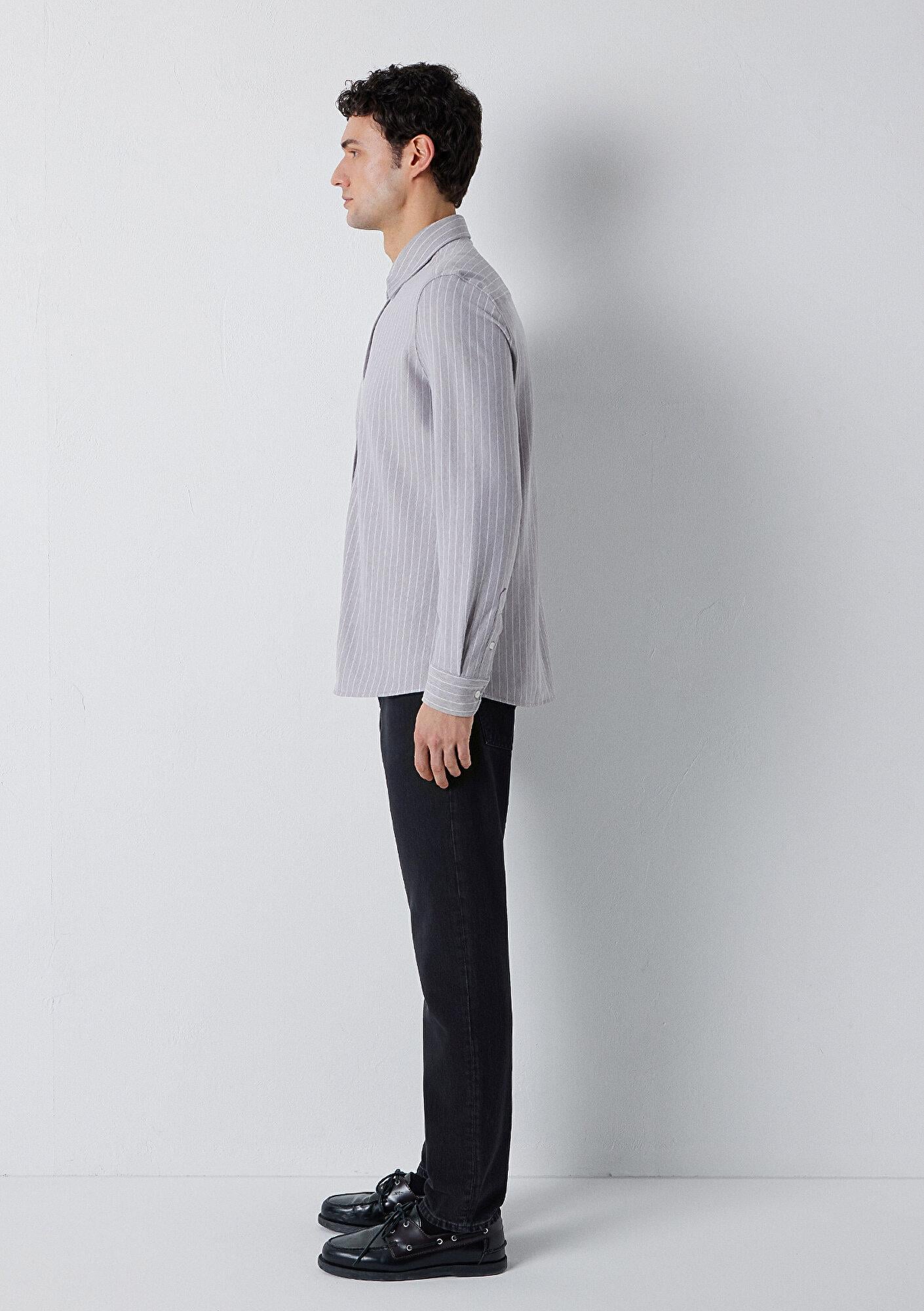 Mavi Çizgili Gömlek Slim Fit / Dar Kesim 0211858-A7312
