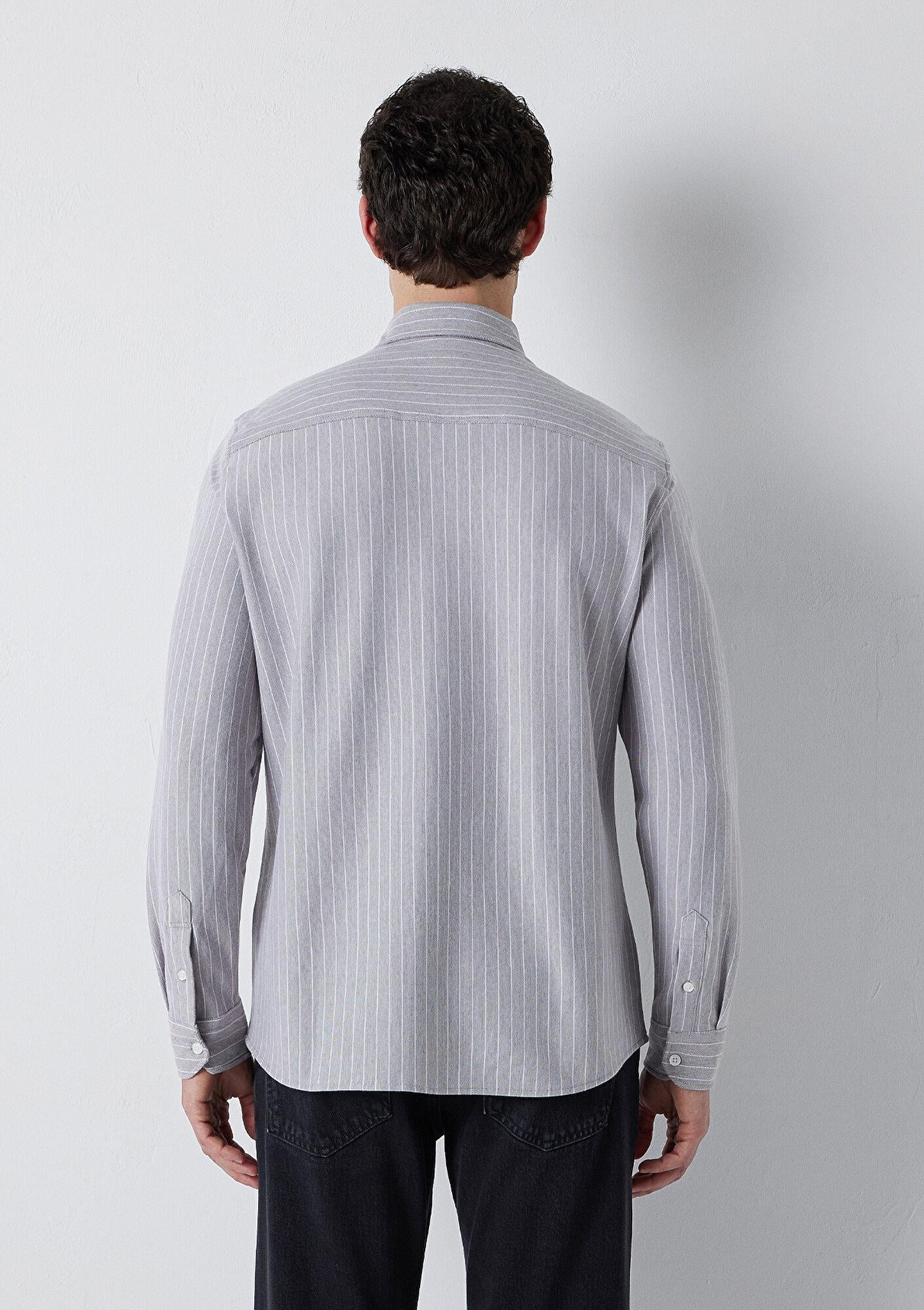 Mavi Çizgili Gömlek Slim Fit / Dar Kesim 0211858-A7312