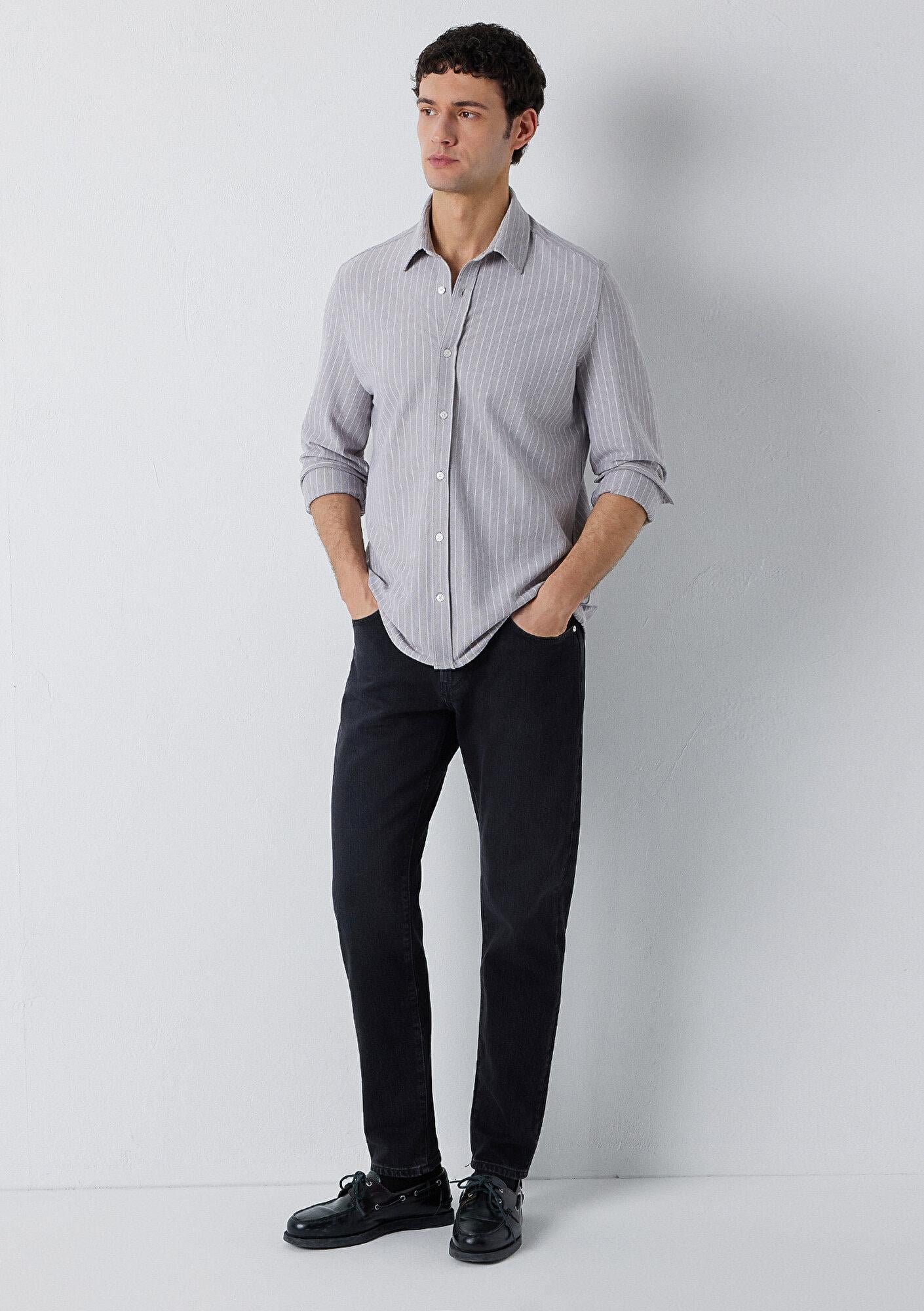 Mavi Çizgili Gömlek Slim Fit / Dar Kesim 0211858-A7312