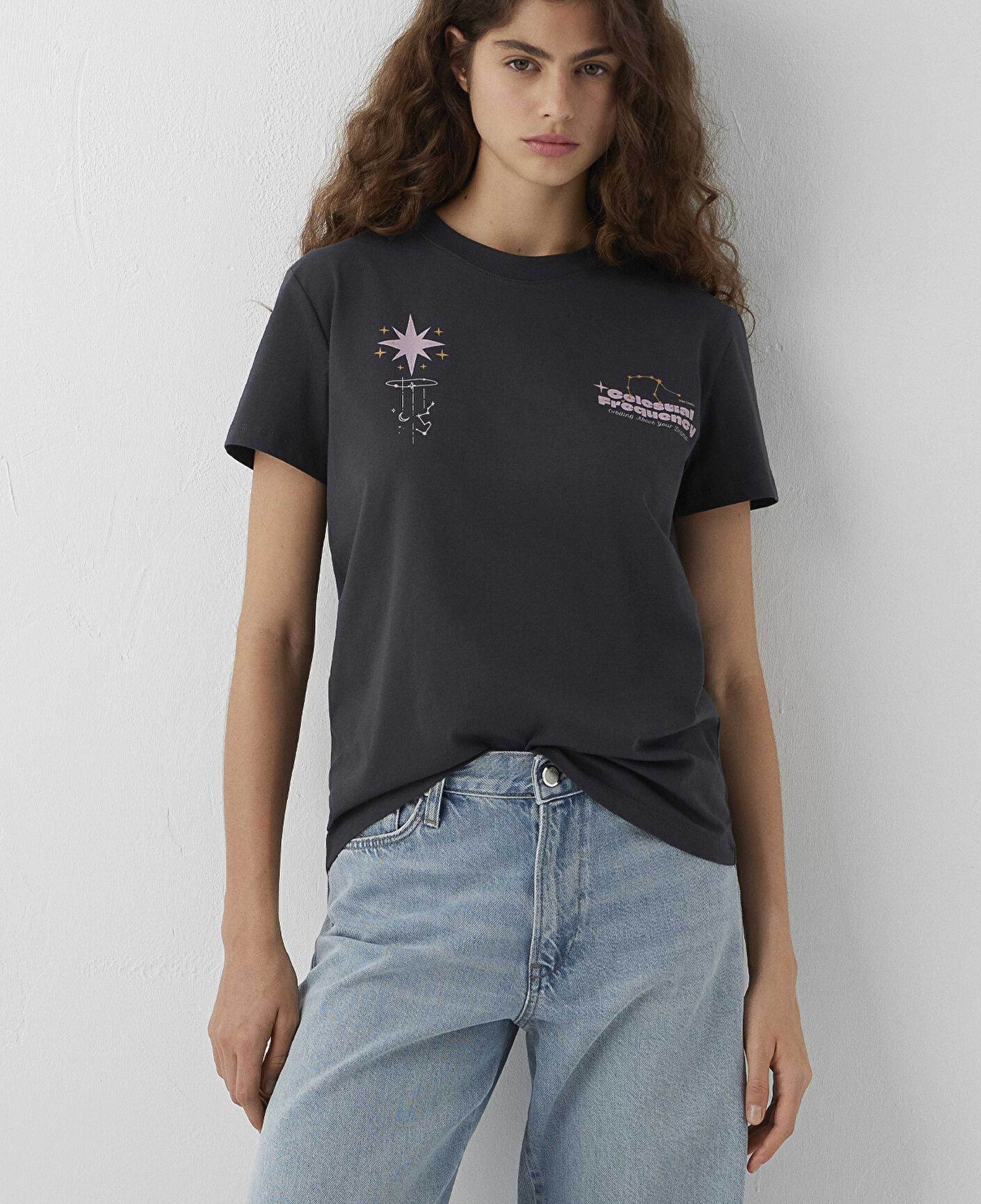 Mavi Astroloji Baskılı Antrasit Tişört Slim Fit / Dar Kesim 1614270-70087