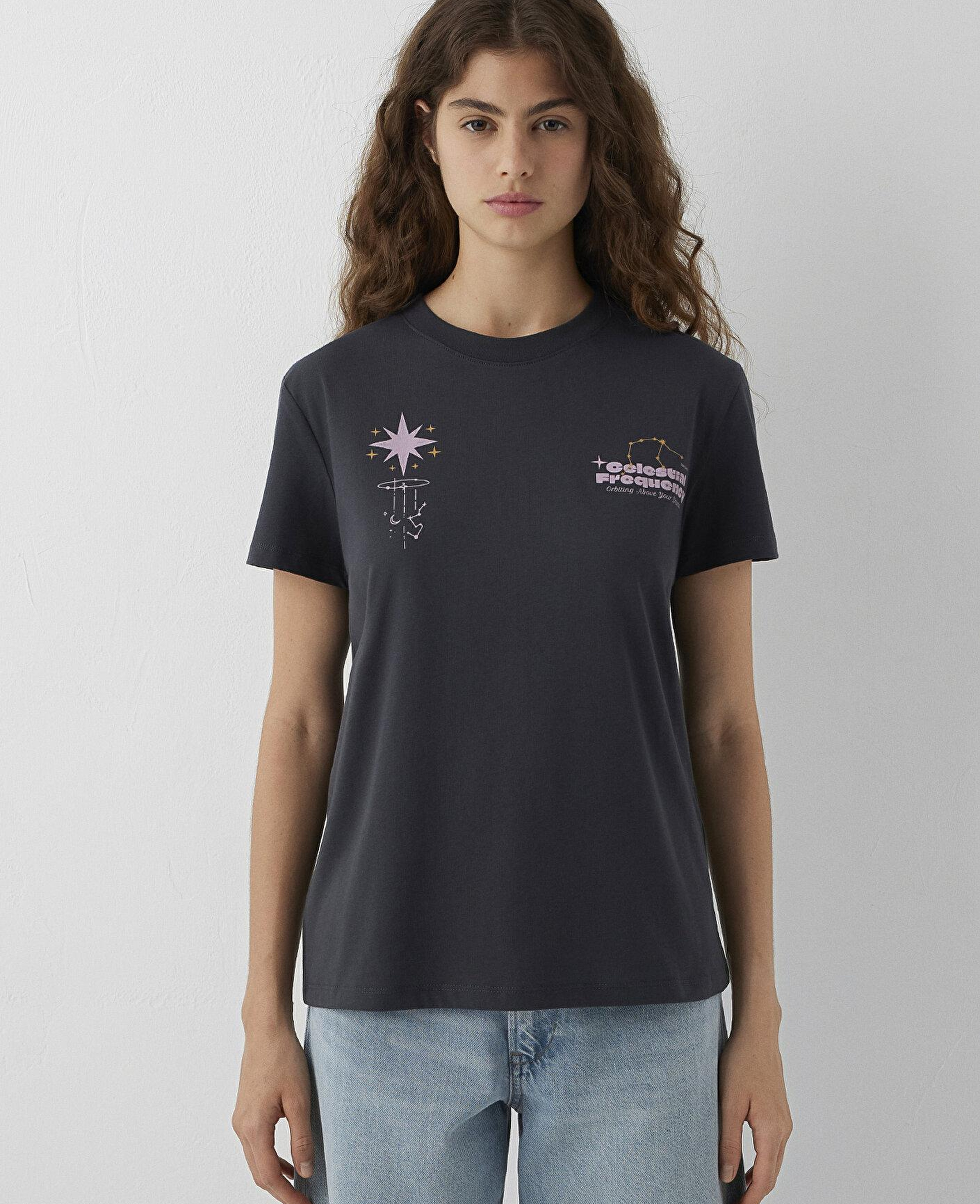 Mavi Astroloji Baskılı Antrasit Tişört Slim Fit / Dar Kesim 1614270-70087
