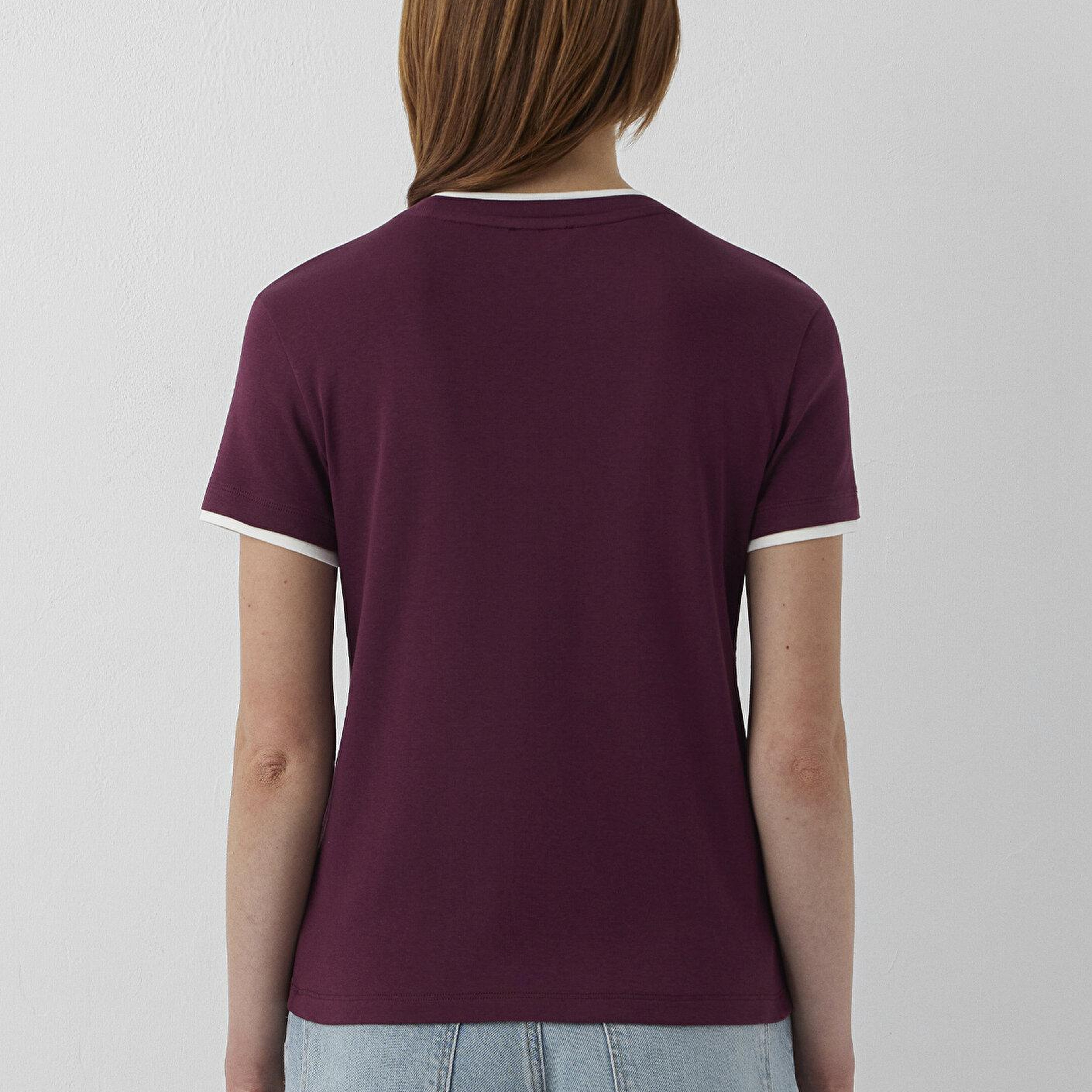 Mavi Mavi Logo Baskılı Bordo Tişört Slim Fit / Dar Kesim 1614200-87830