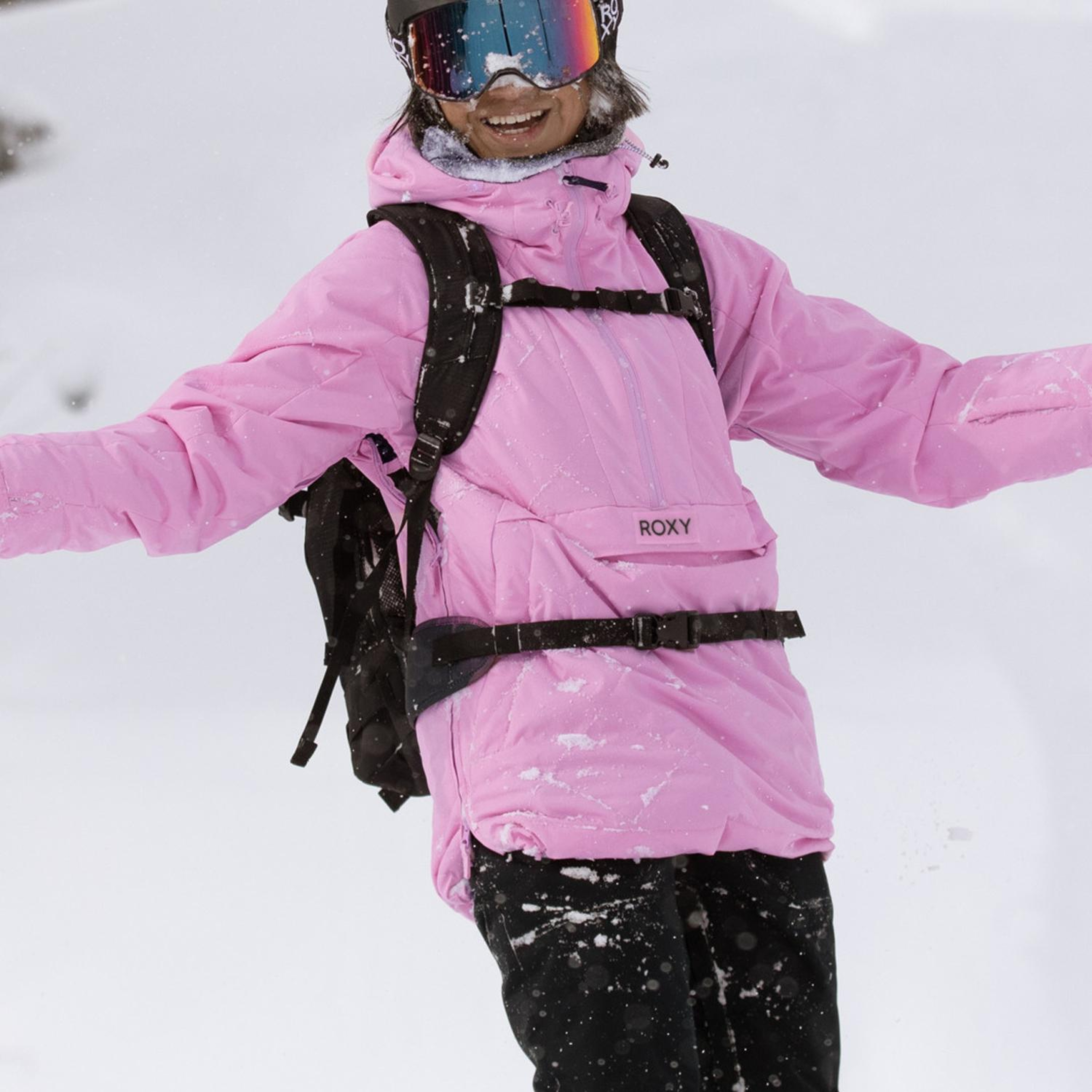 Roxy Radiant Lines Overhead Kadın Pembe Snowboard Ceketi