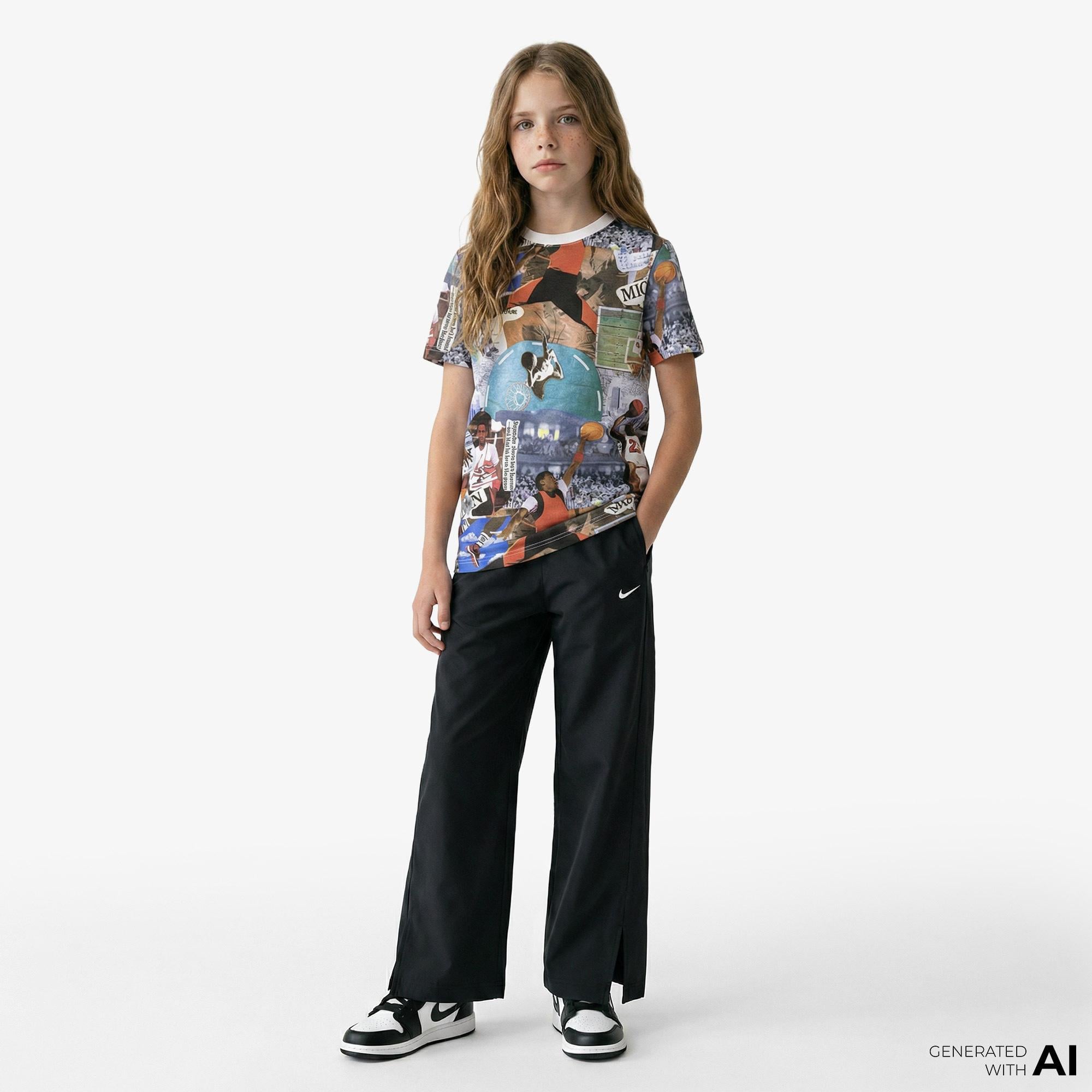 Jordan MJ Brooklyn Collage Çocuk Çok Renkli Kısa Kol T-Shirt
