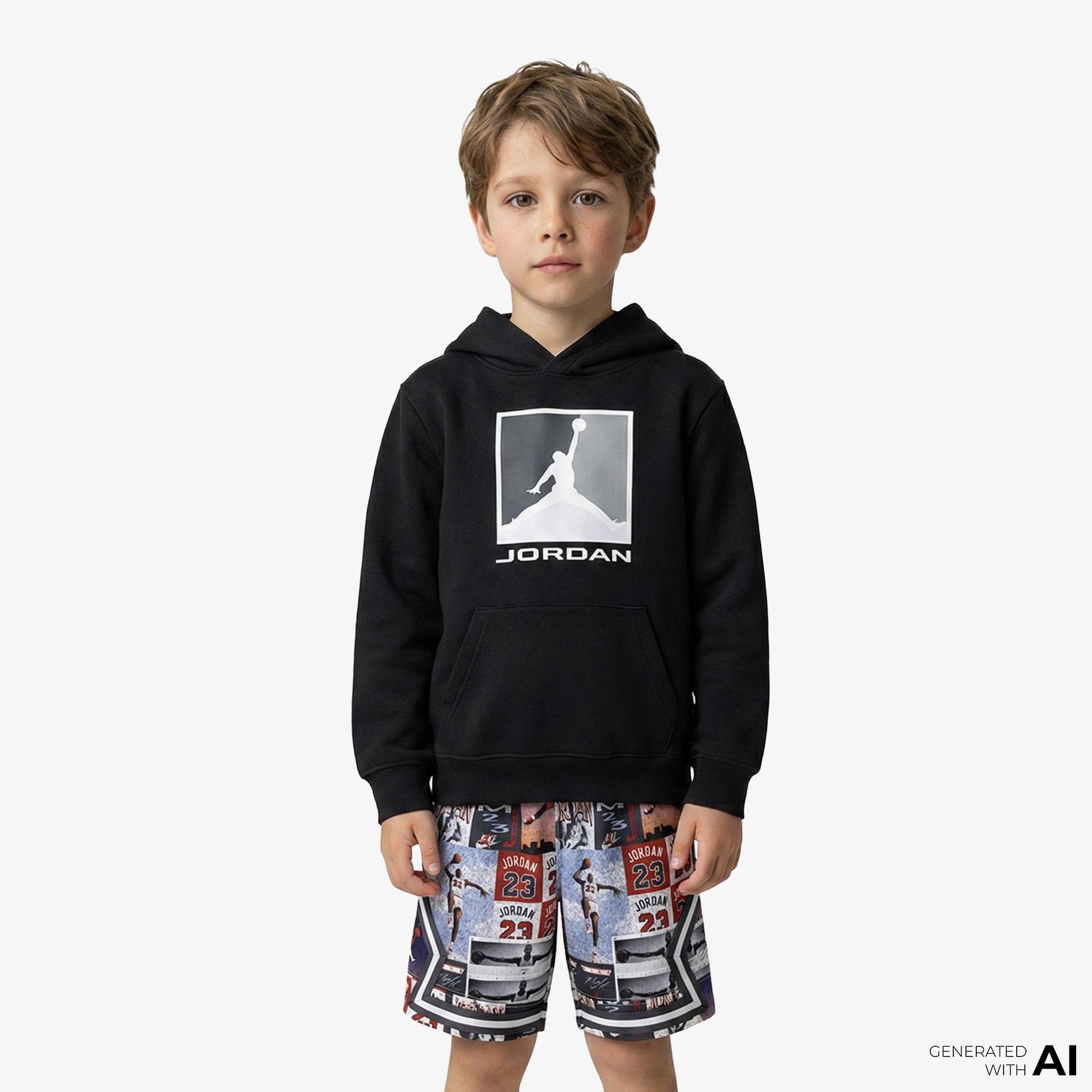 Jordan Baseline Çocuk Siyah Kapüşonlu Sweatshirt