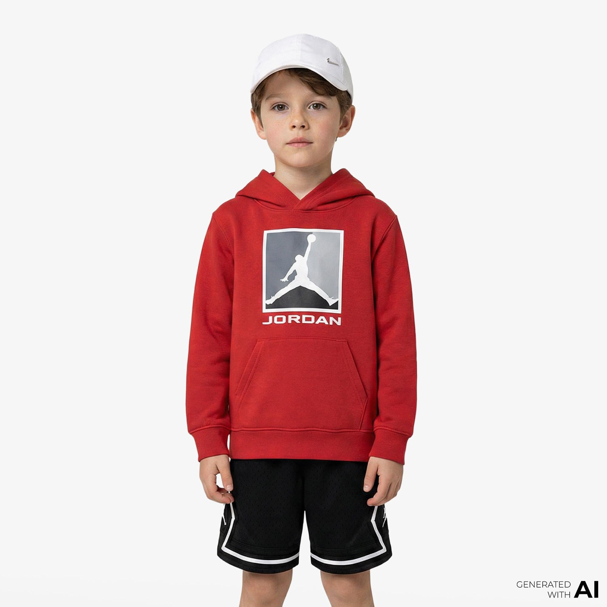Jordan Baseline Çocuk Kırmızı Kapüşonlu Sweatshirt