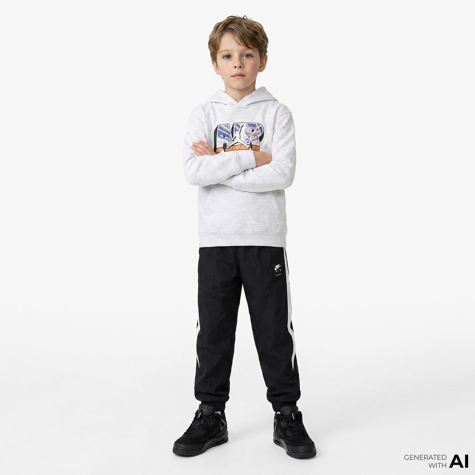 Jordan Air Postcard Pullover Çocuk Gri Sweatshirt