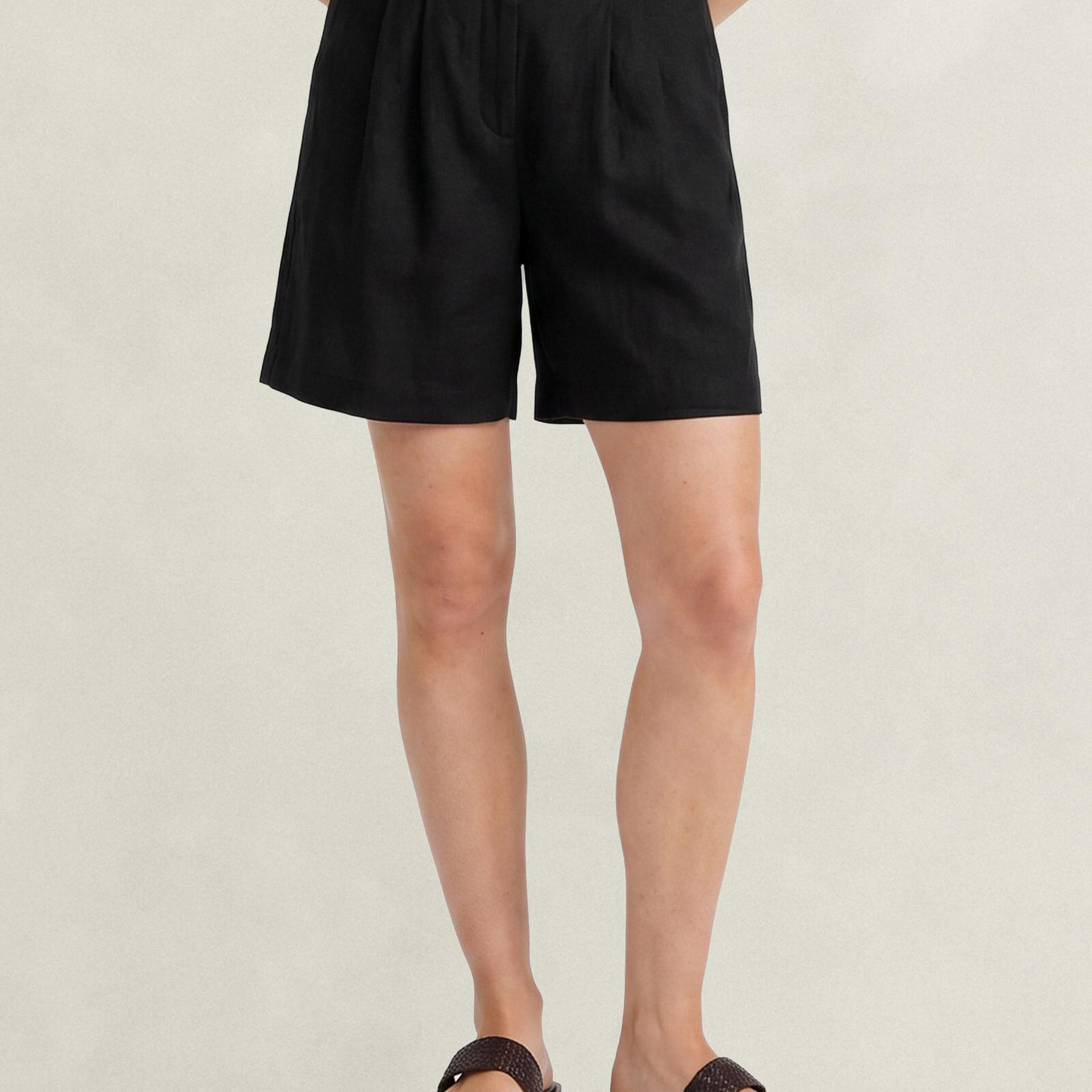 GANT Kadın Siyah Relaxed Fit Keten Şort