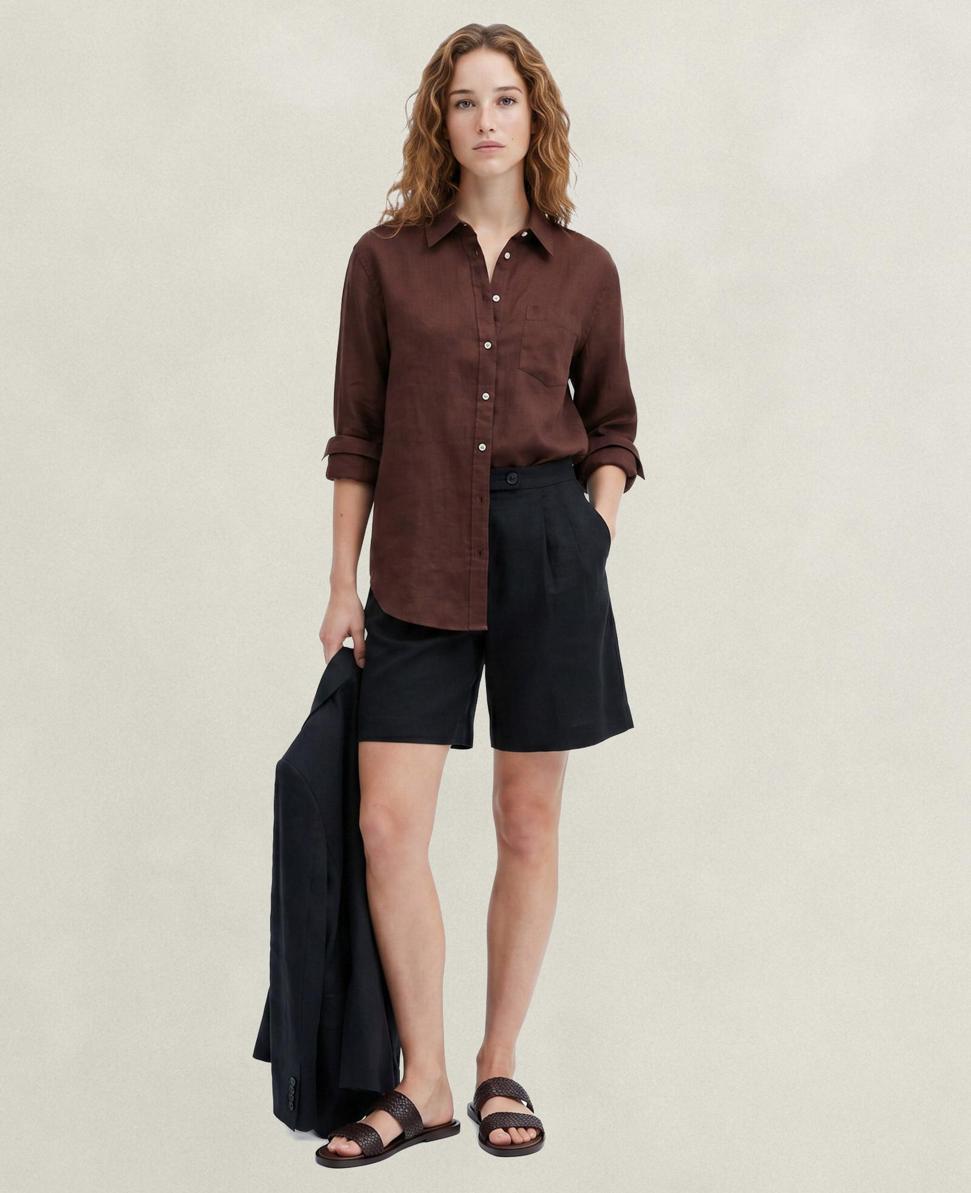 GANT Kadın Siyah Relaxed Fit Keten Şort