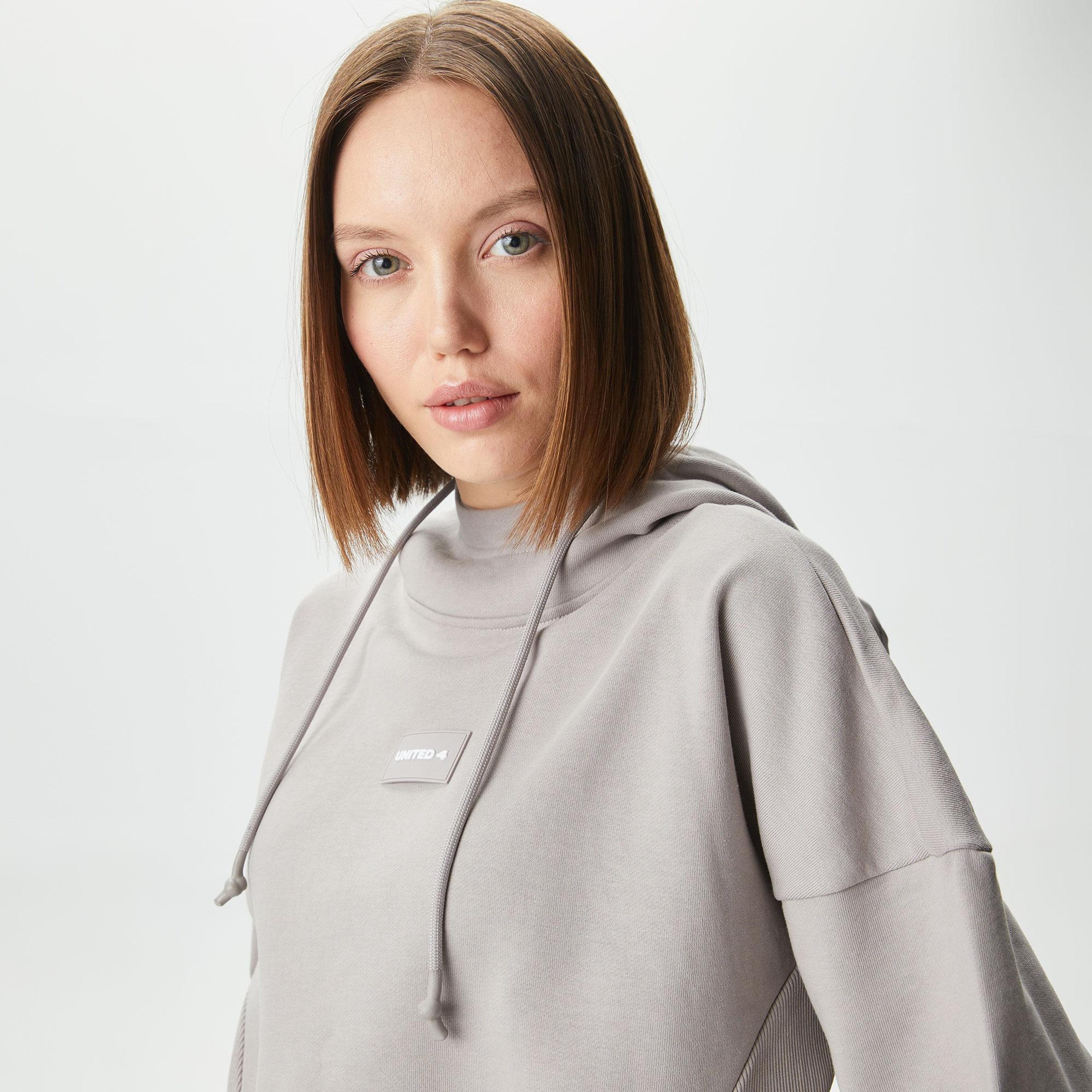 UNITED4 Classic Kadın Gri Hoodie