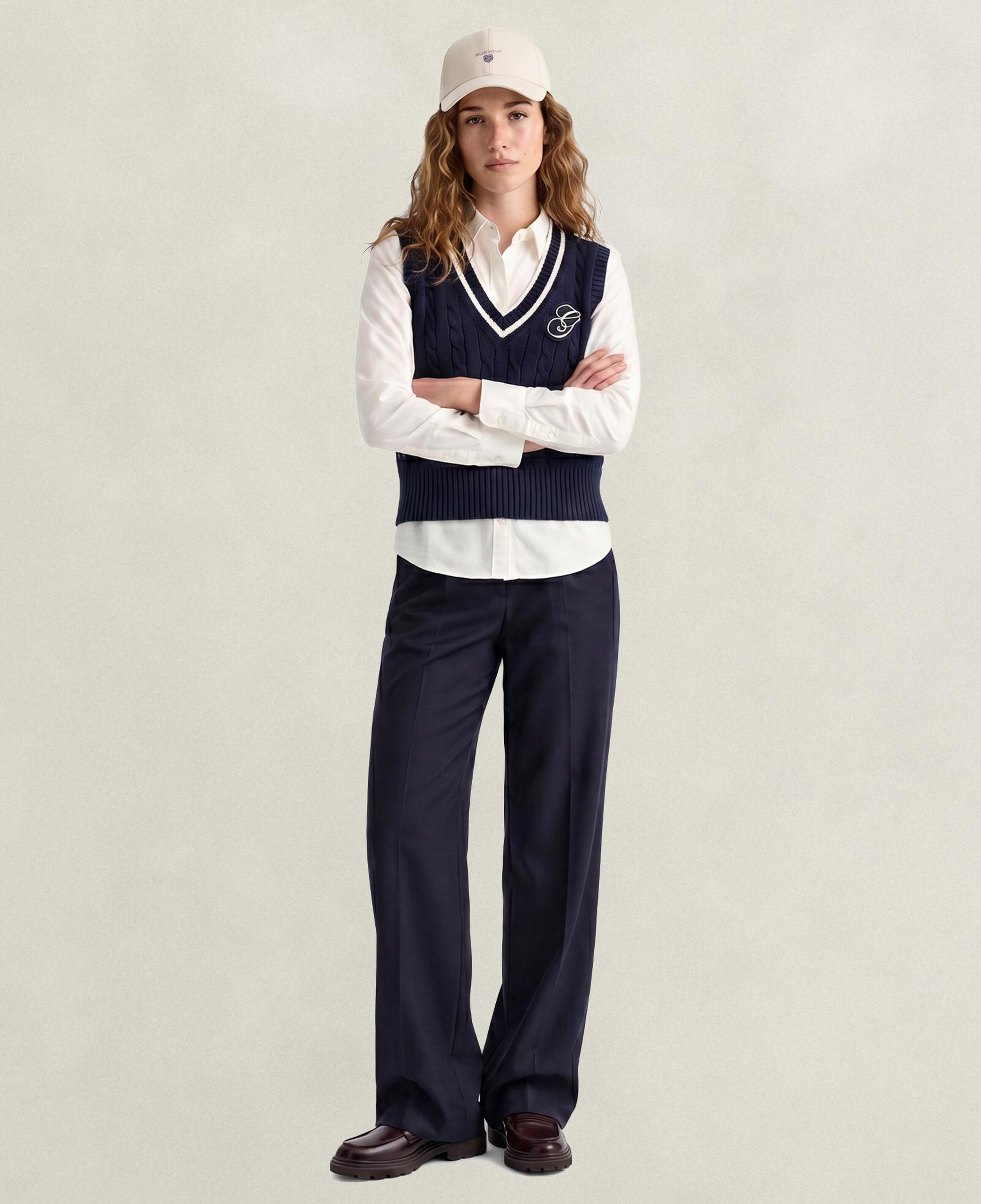 GANT Kadın Lacivert Relaxed Fit Yün Pantolon