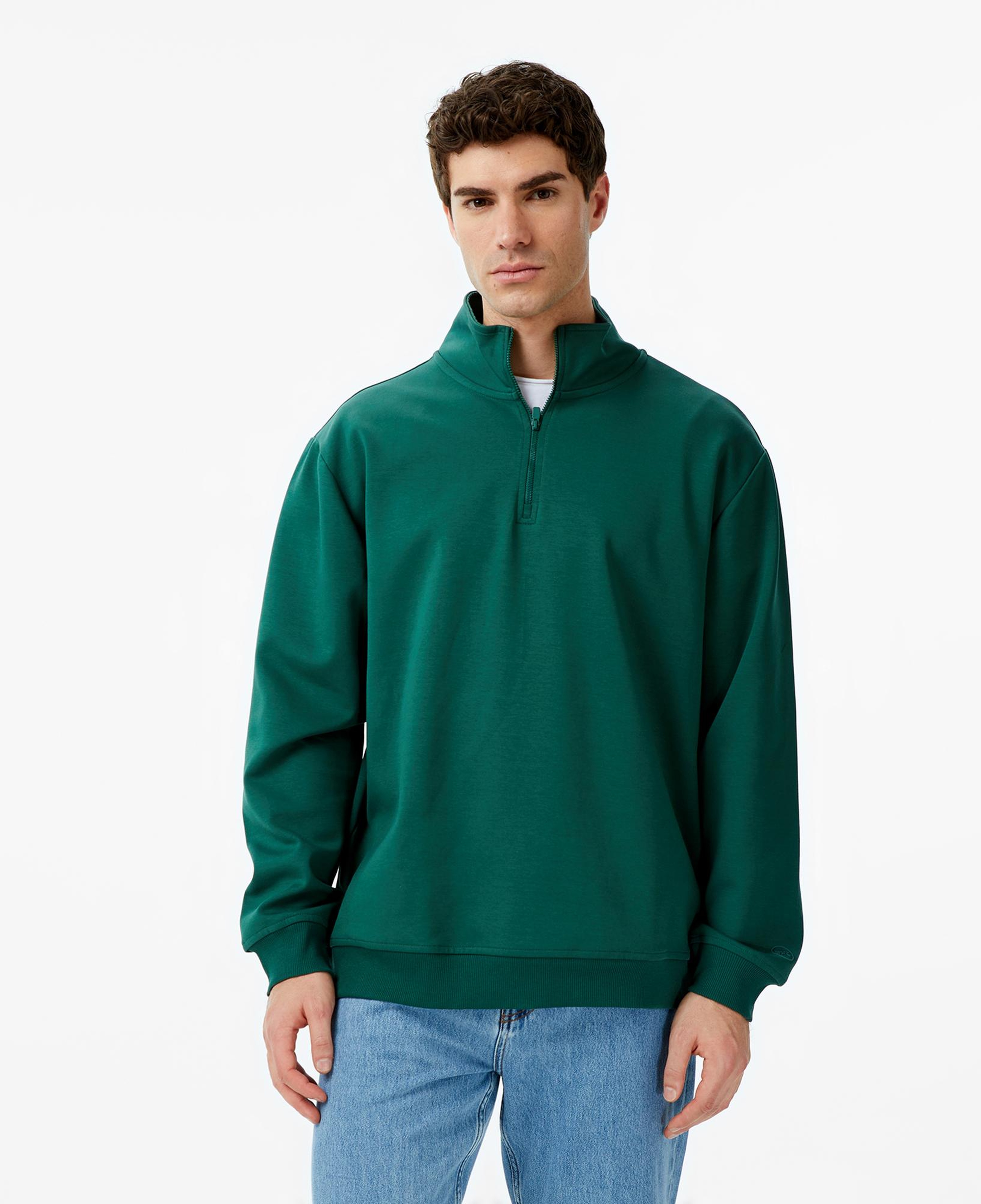 UNITED4 Erkek Yeşil Half Zip Sweatshirt