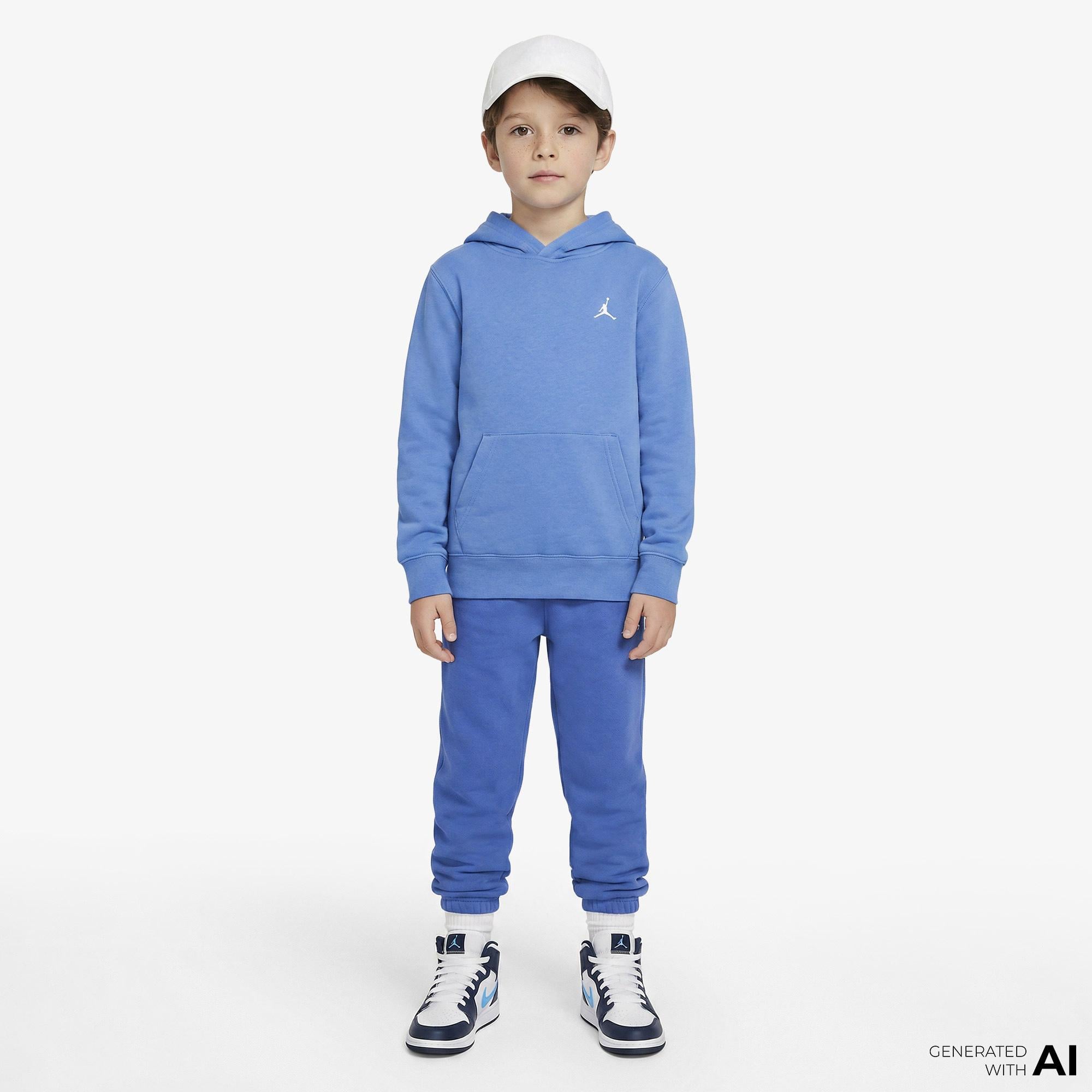 Jordan Brooklyn Fleece Pullover Çocuk Mavi Kapüşonlu Sweatshirt
