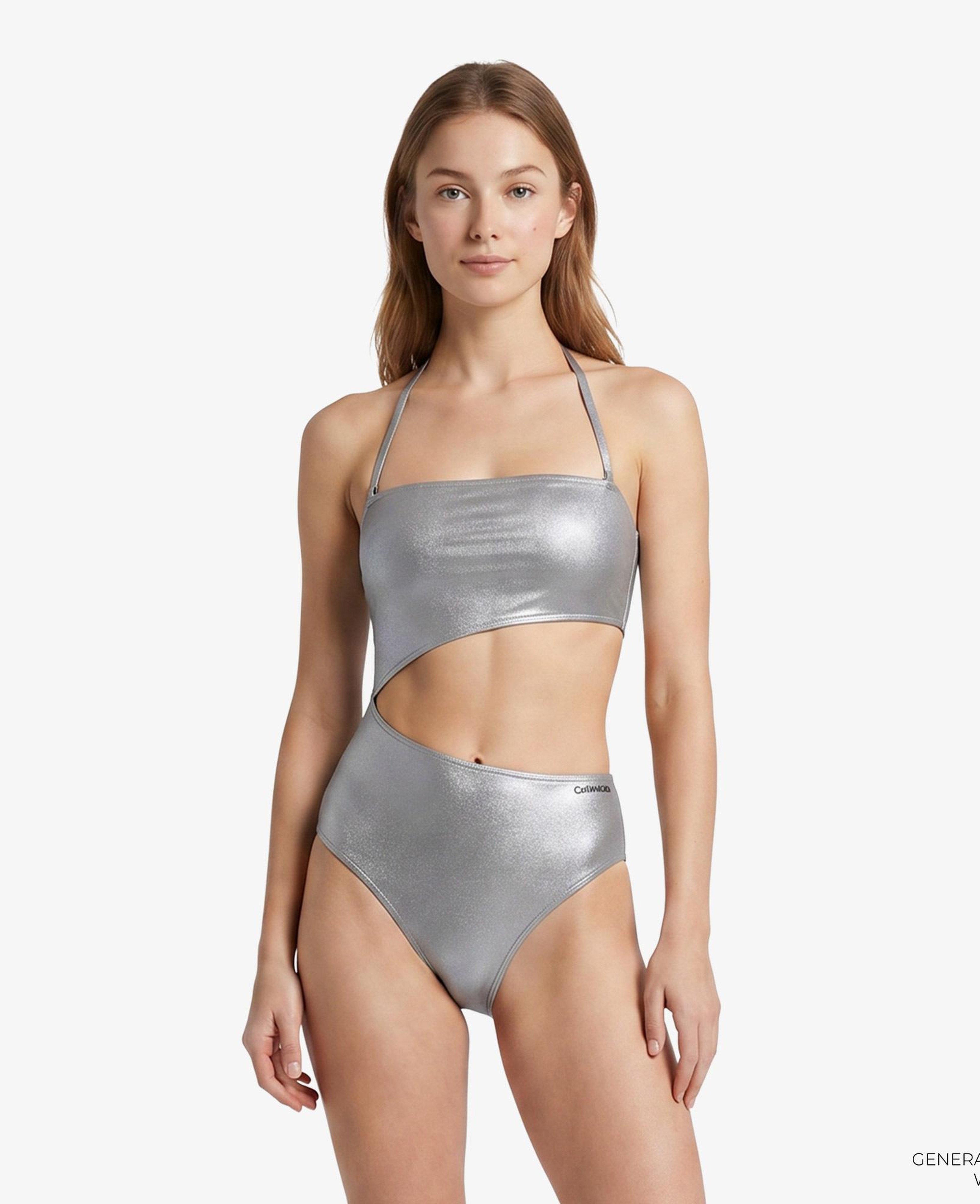 Calvin Klein Cut Out One Piece-Rp Kadın Gri Mayo