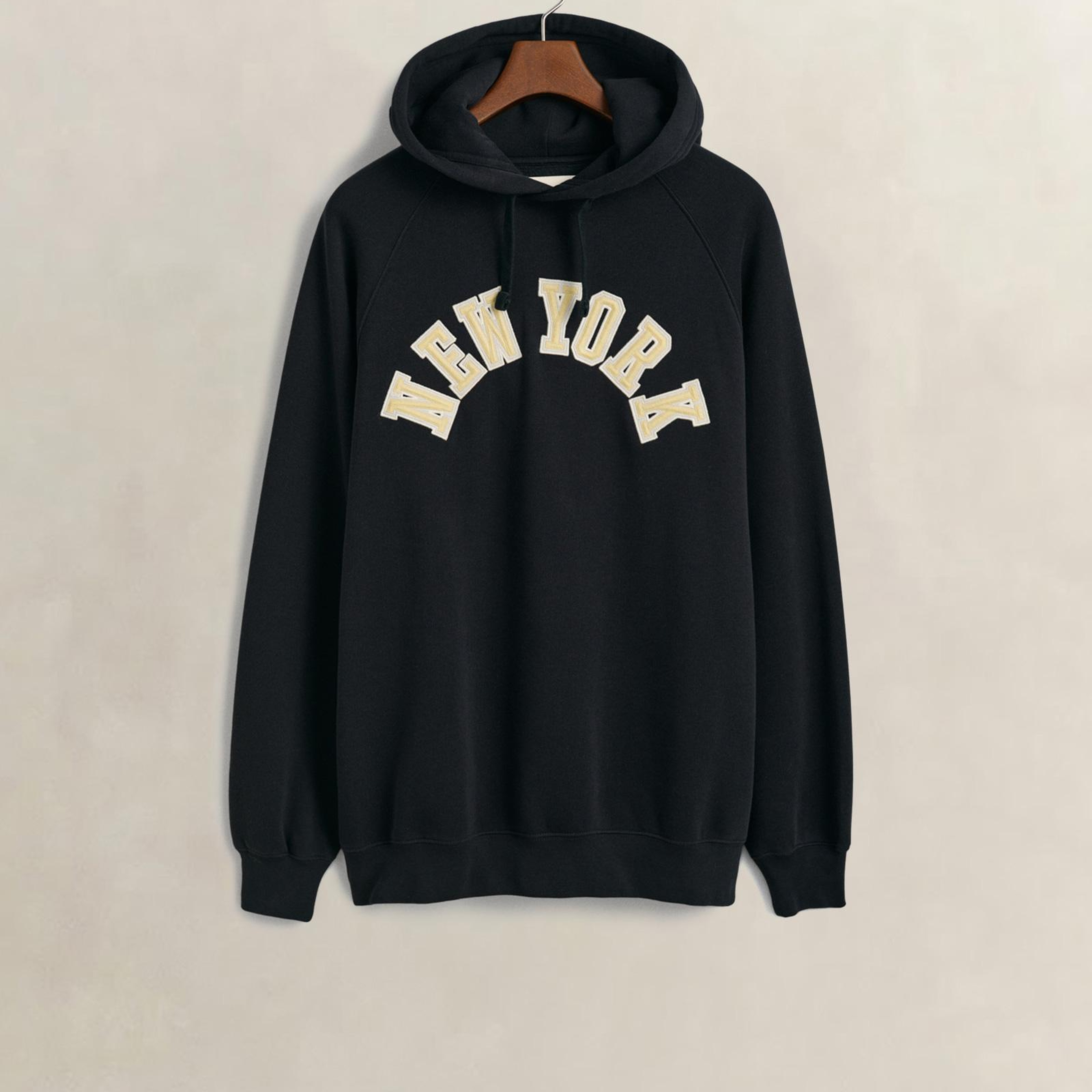 GANT Erkek Siyah Oversize Fit Kapüşonlu Logolu Sweatshirt