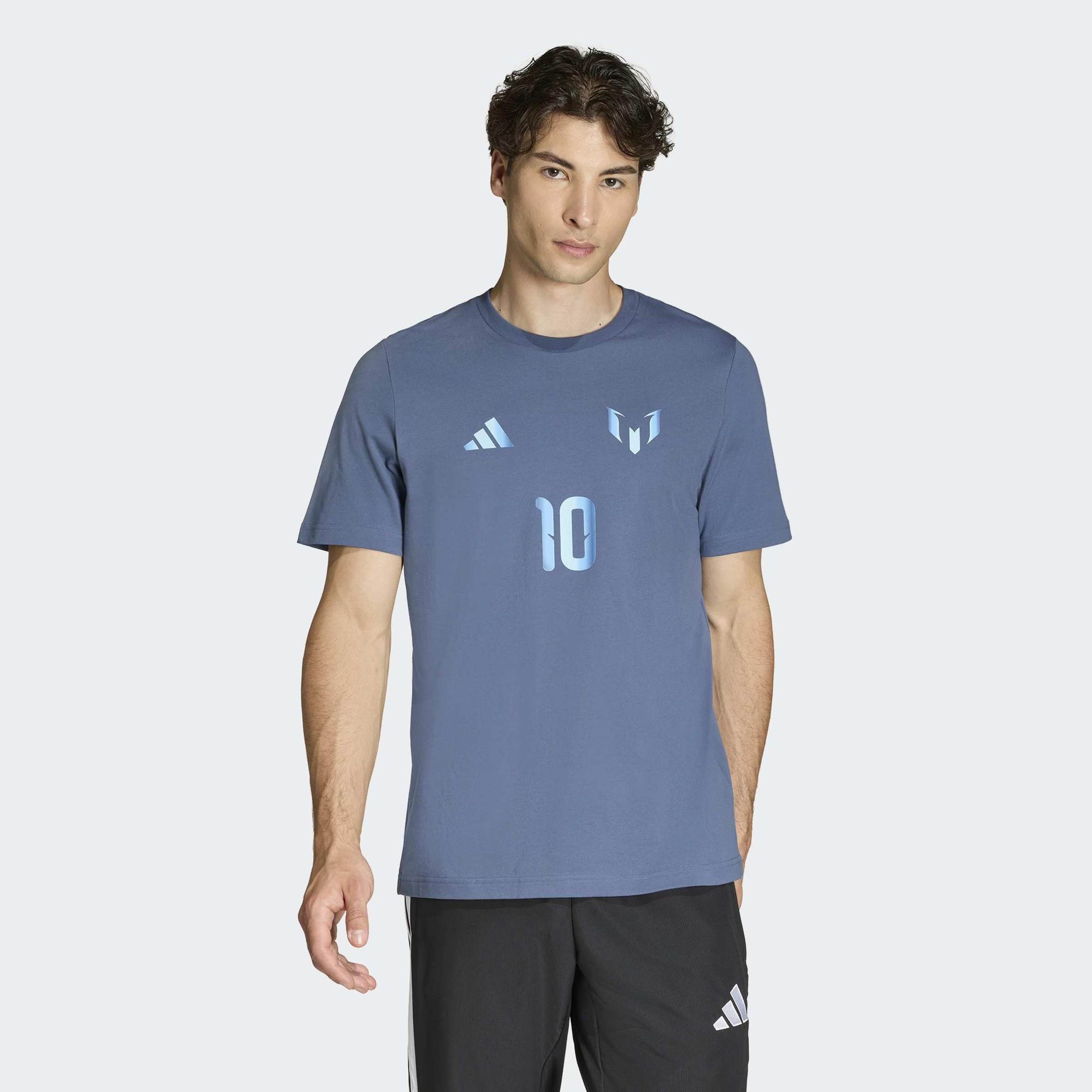 adidas Lionel Messi Erkek Mavi T-Shirt